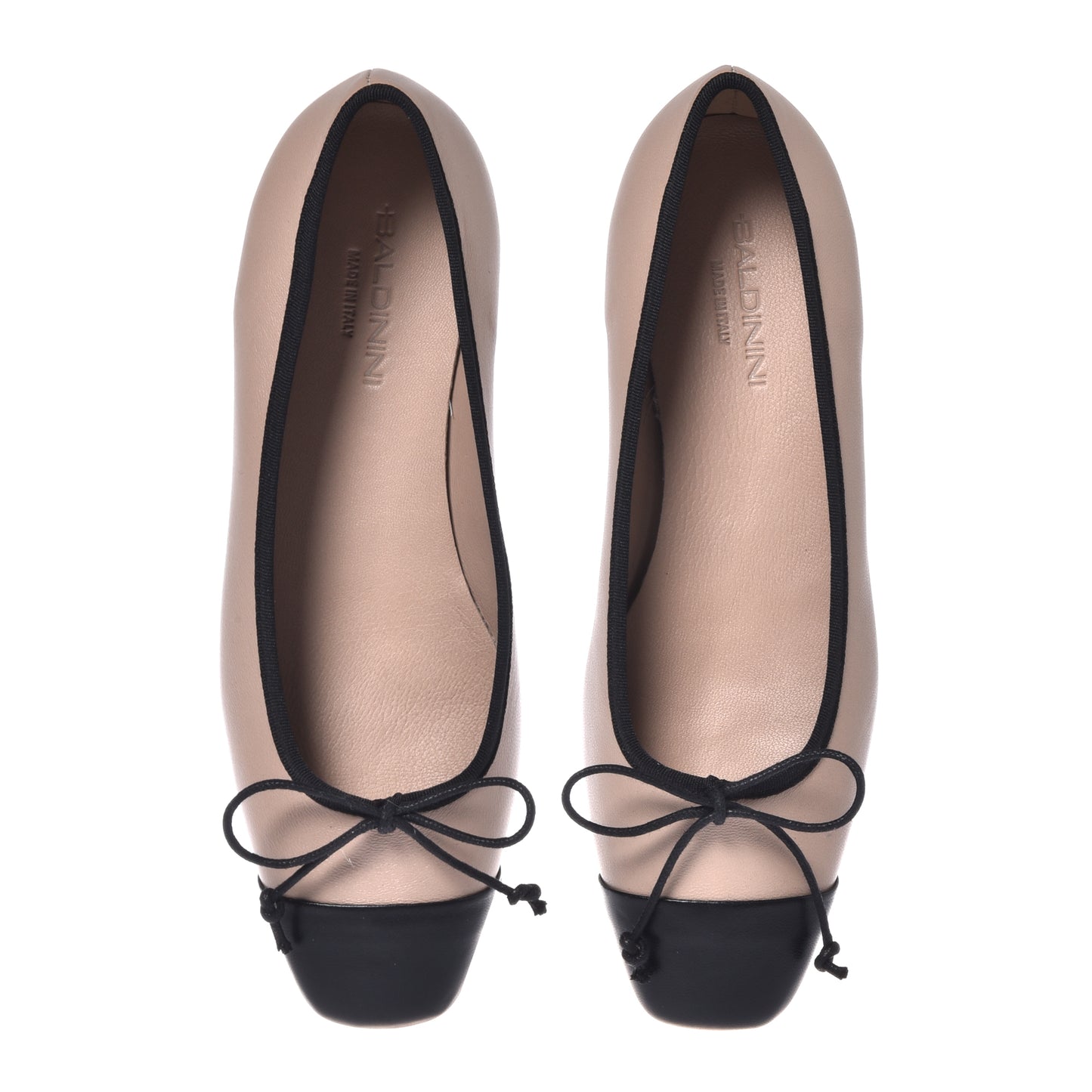 Black and beige nappa ballerina
