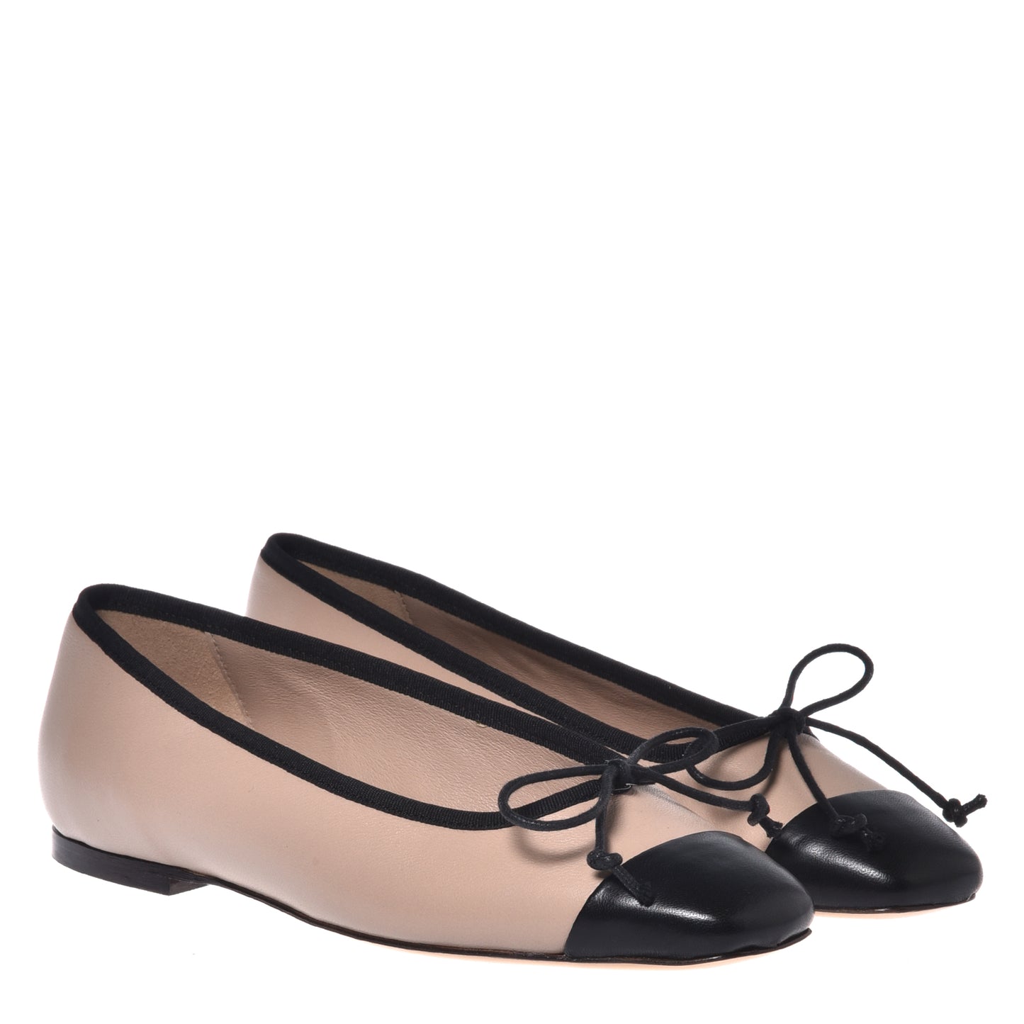 Black and beige nappa ballerina