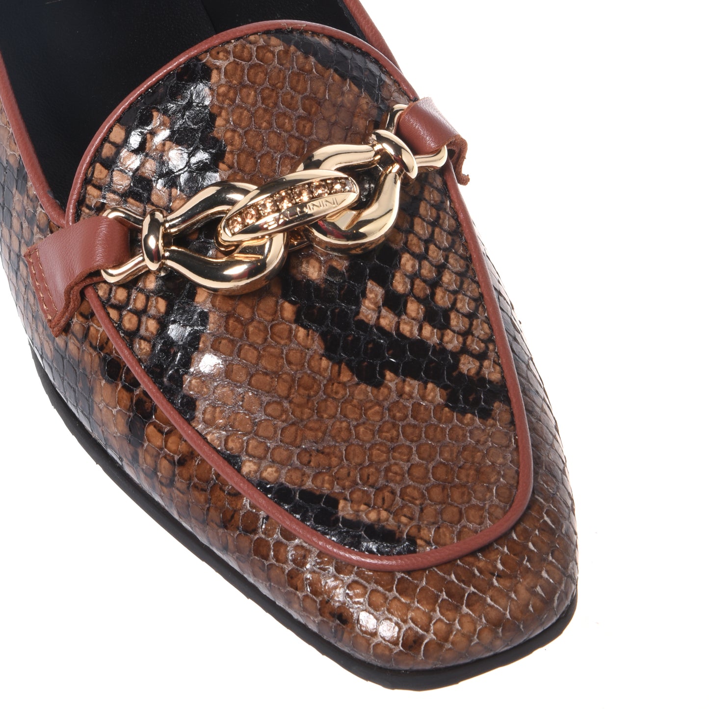 Mocassins marron motif peau de serpent