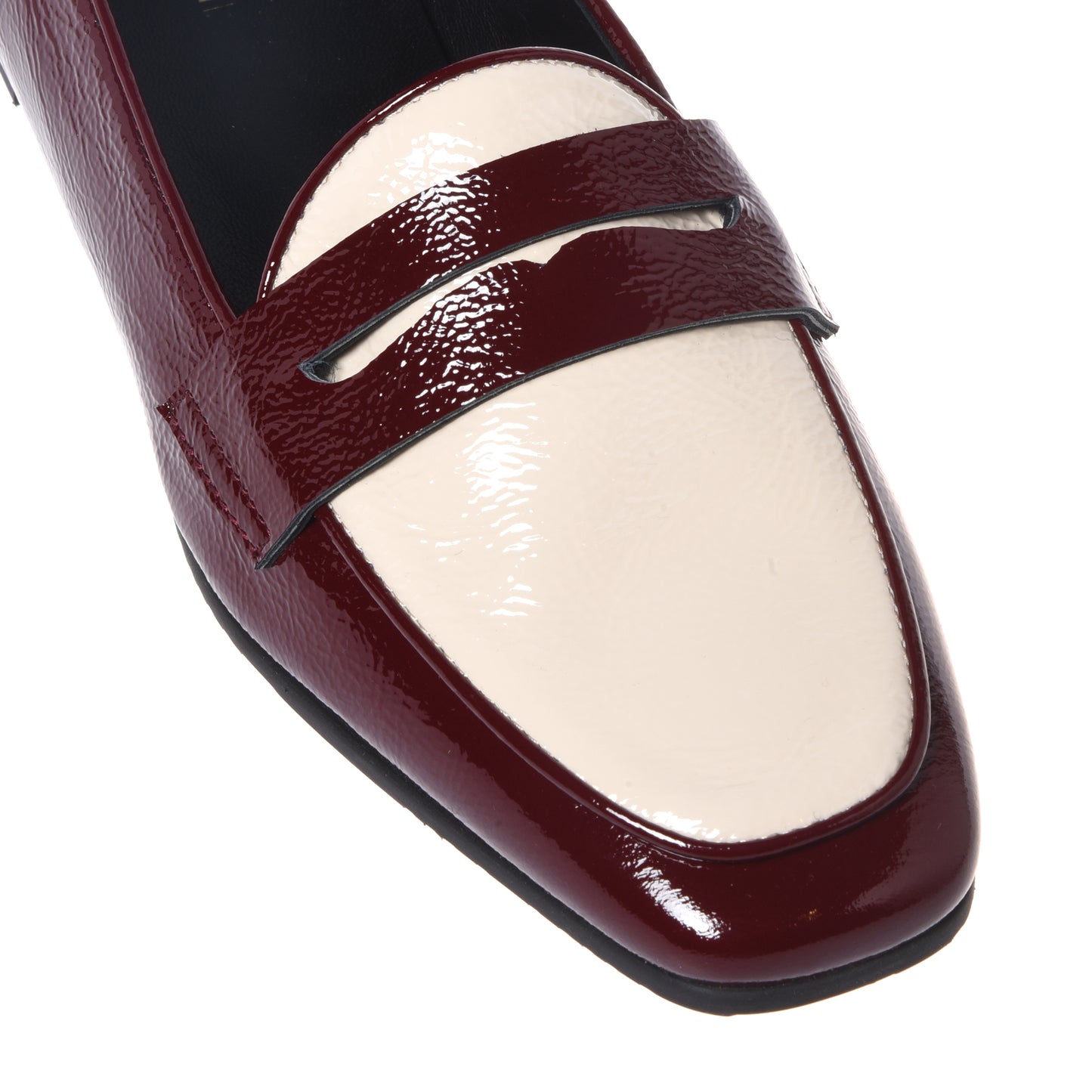 Mocassini in naplak bordeaux e bianco