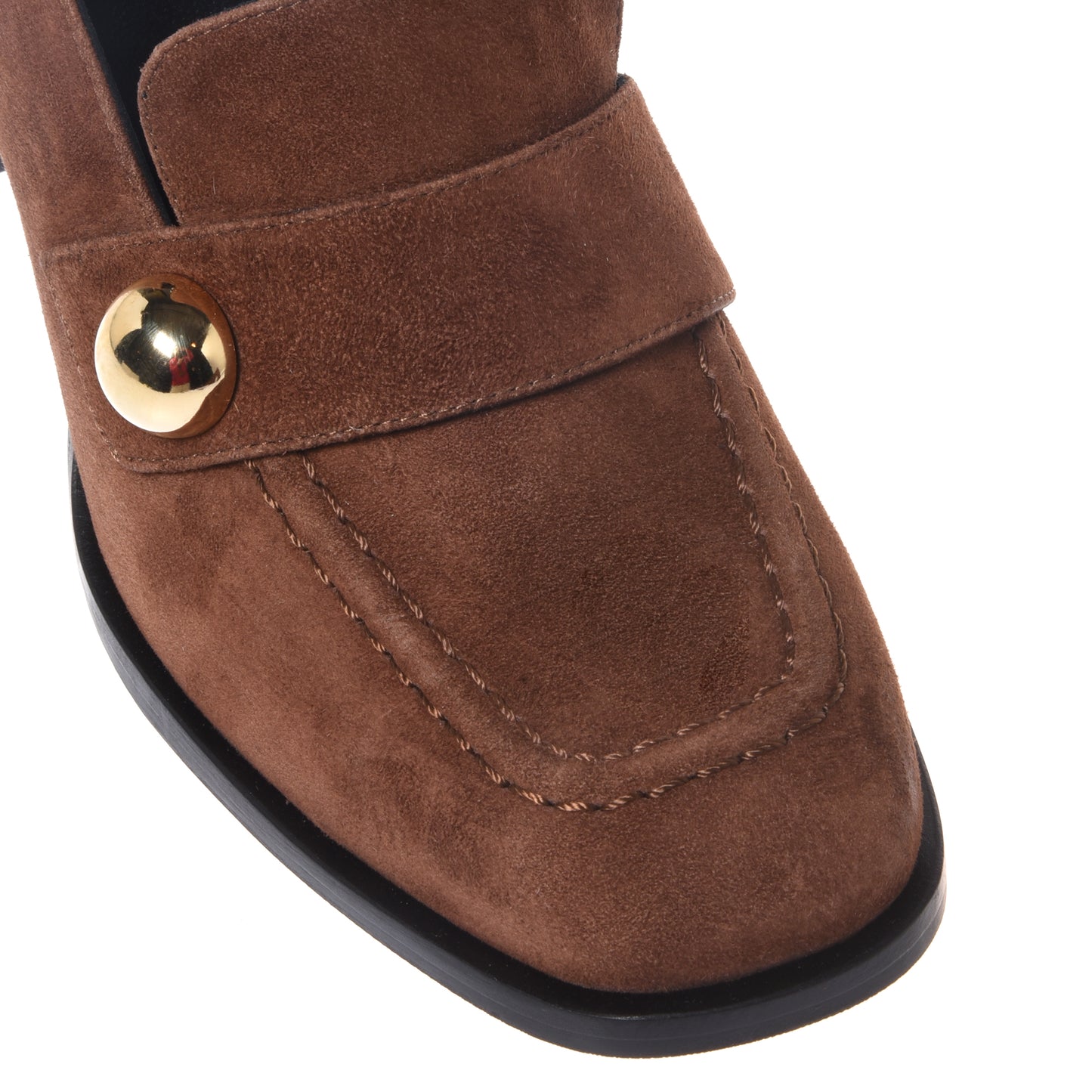 Mocassini con tacco in pelle scamosciata marrone