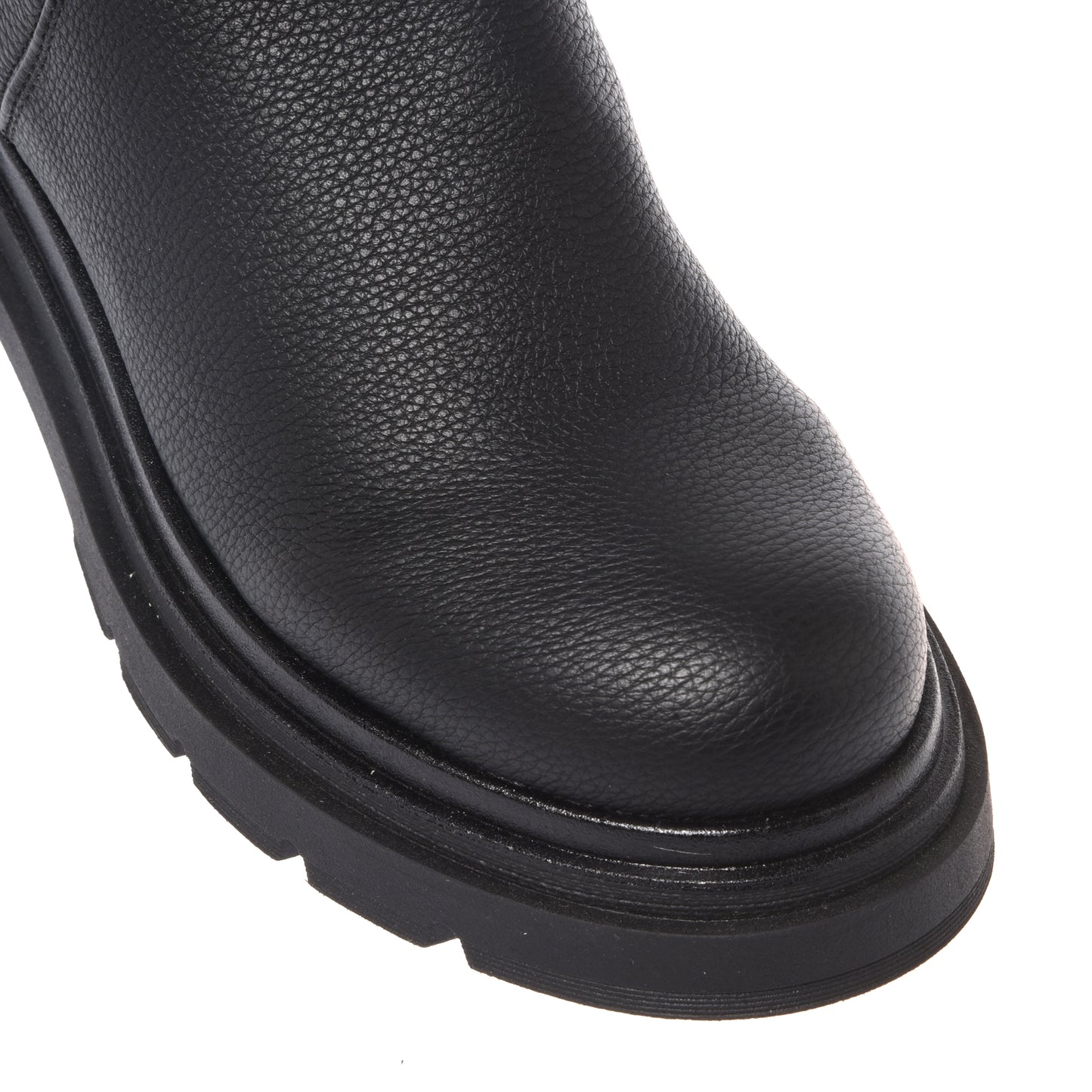 Black vegetable-tanned stretch leather boots