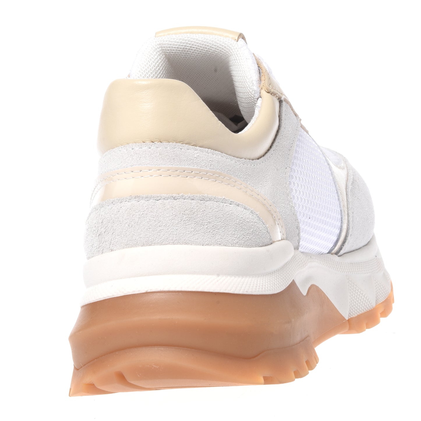 Grey suede and white mesh sneakers