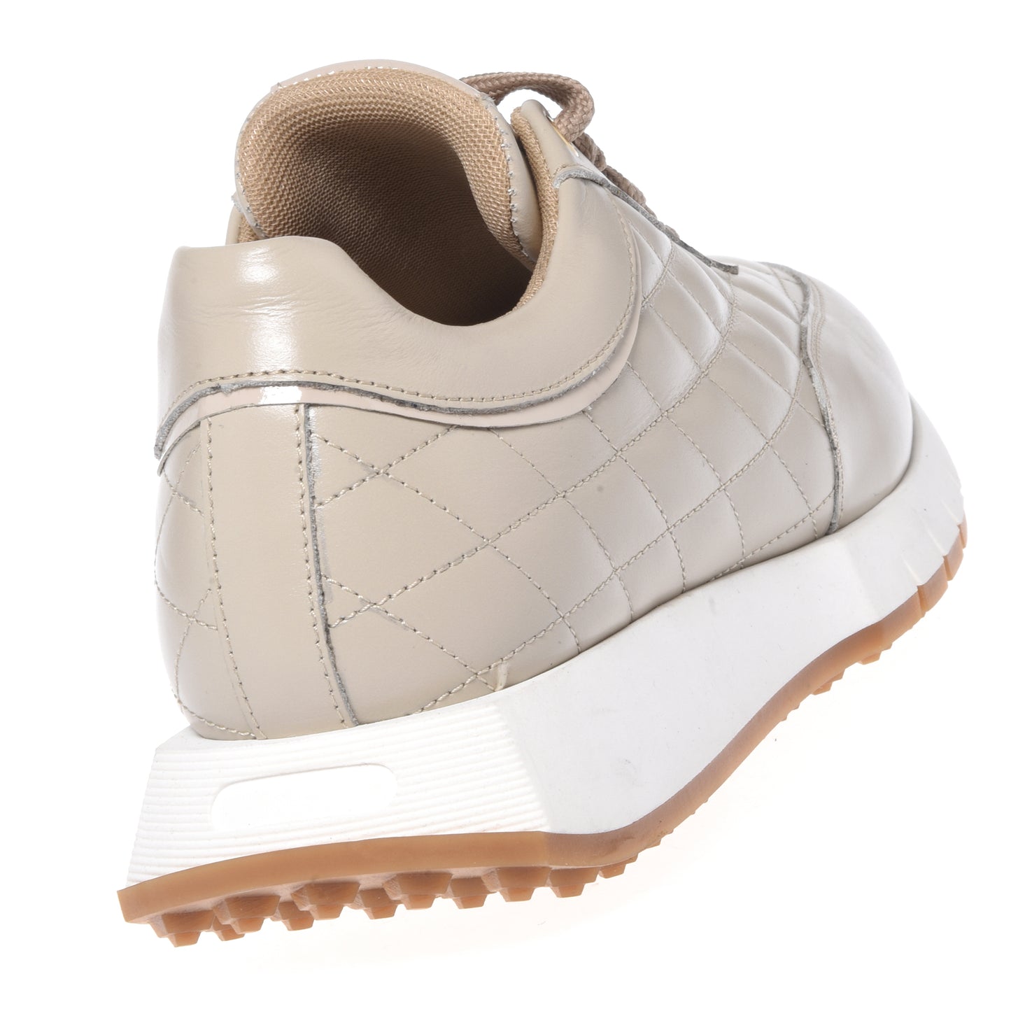 Nude quilted leather sneakers