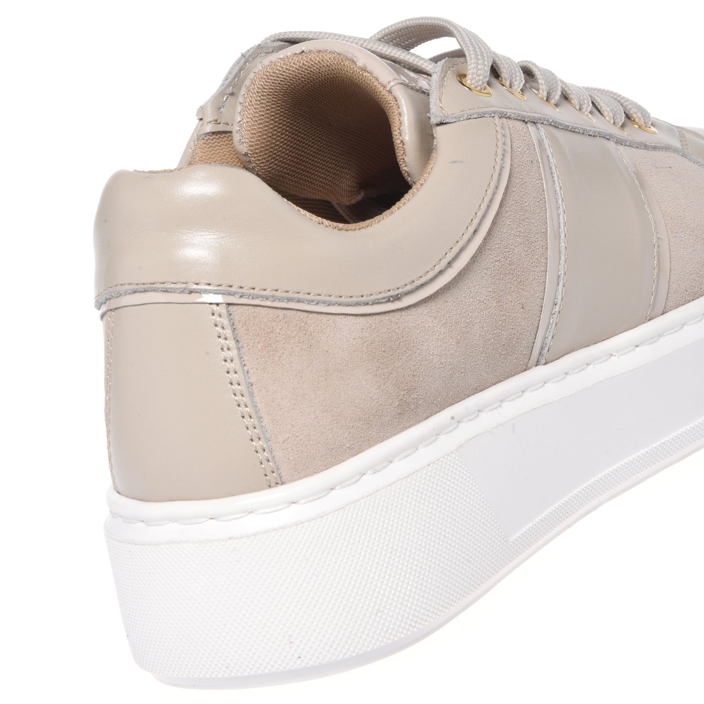 Nude leather and suede sneakers