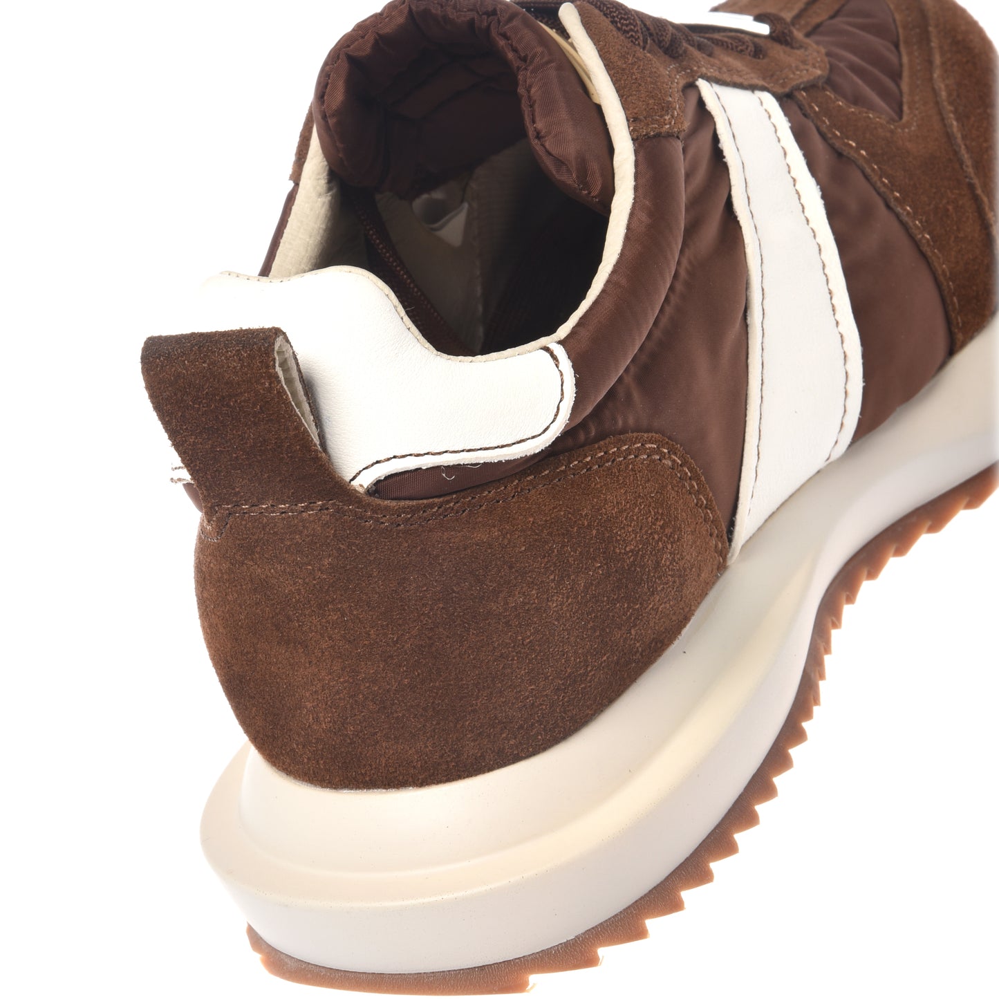 Baskets cuir et nylon marron