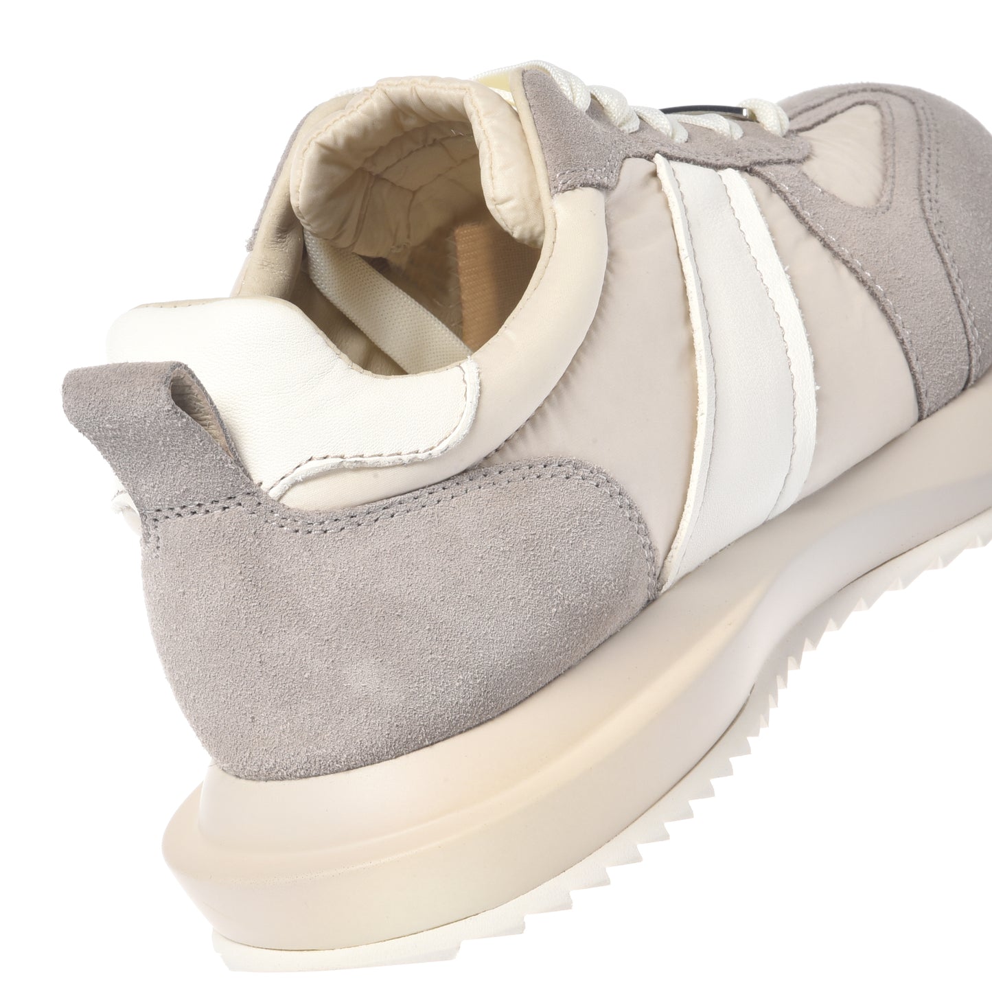 Taupe leather and vanilla nylon sneakers