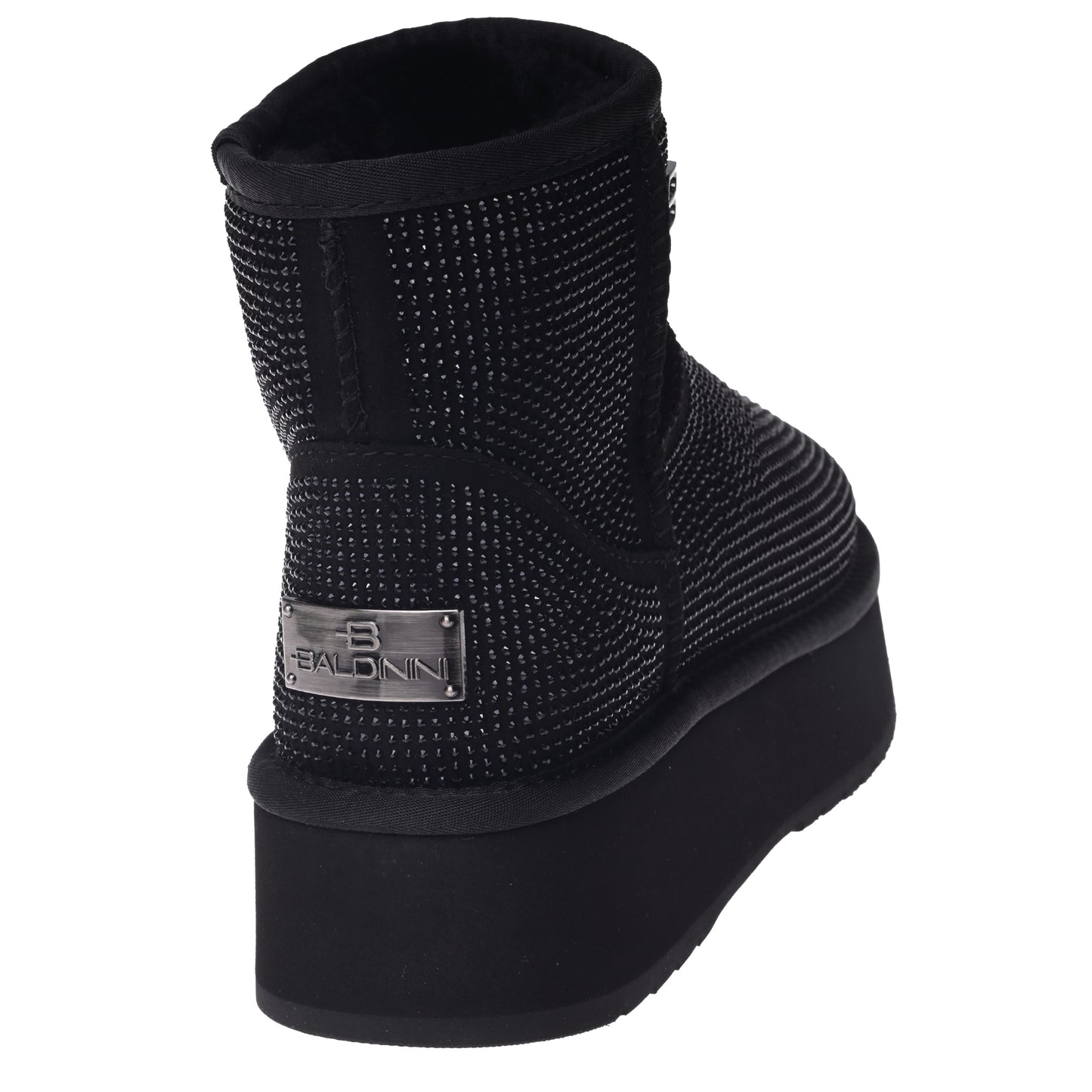 Stivaletto in camoscio nero con strass