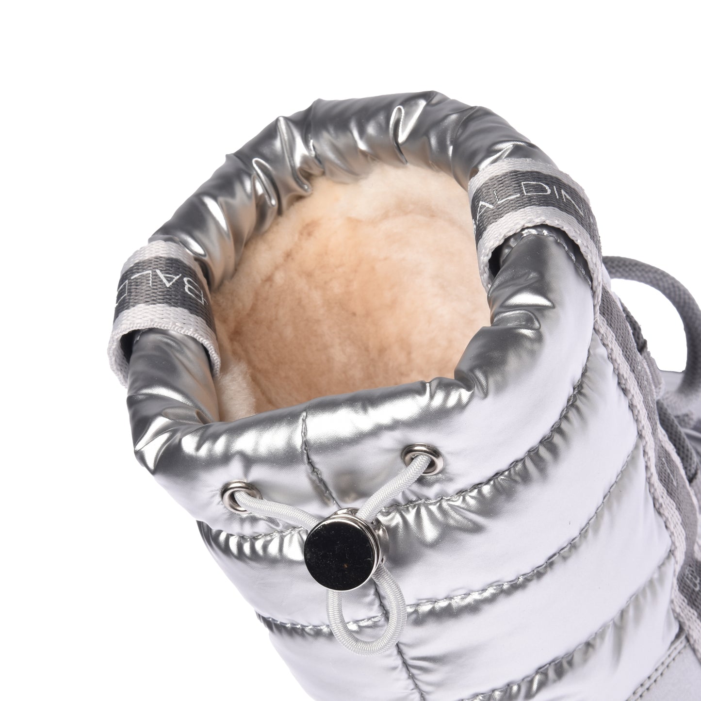 Bottines en cuir et nylon argenté