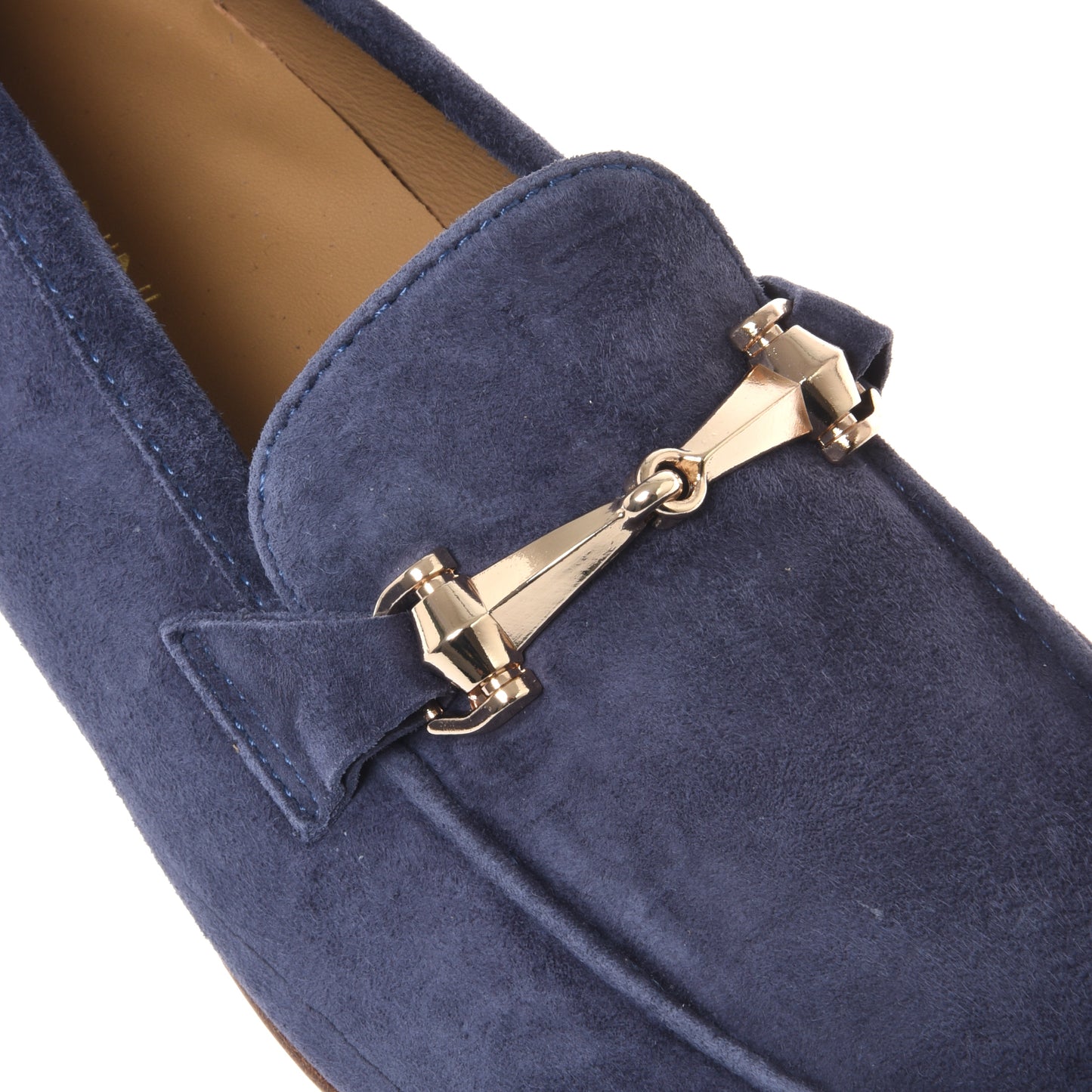 Mocassin en cuir daim bleu