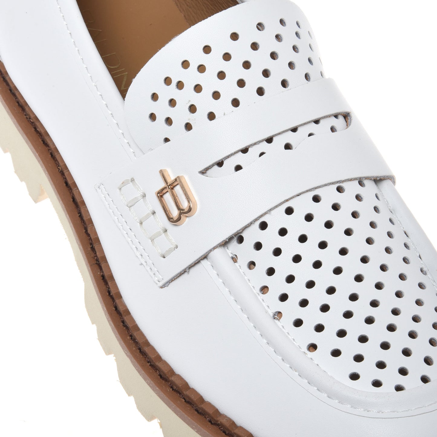 White perforated leather loafer