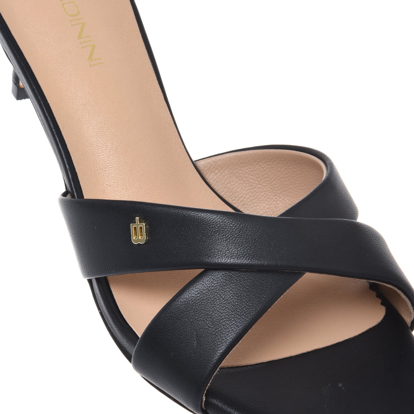 Black nappa leather mule