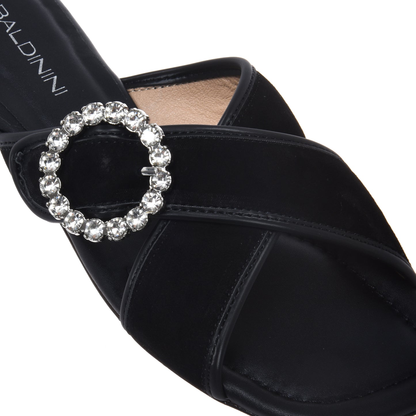 Black satin mule