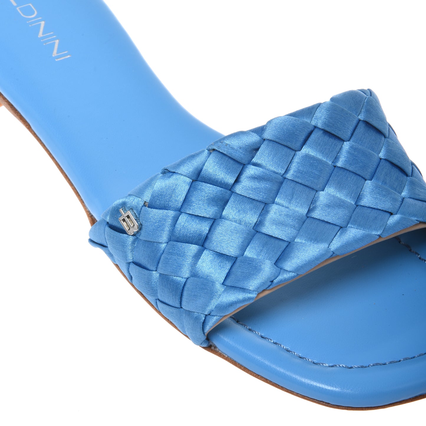 Woven azure satin mule