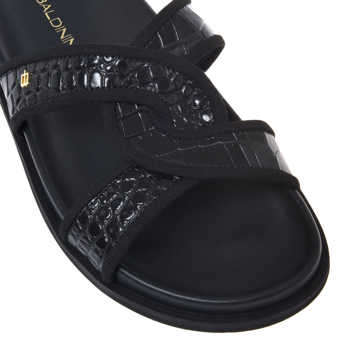 Mule en imprimé croco noir