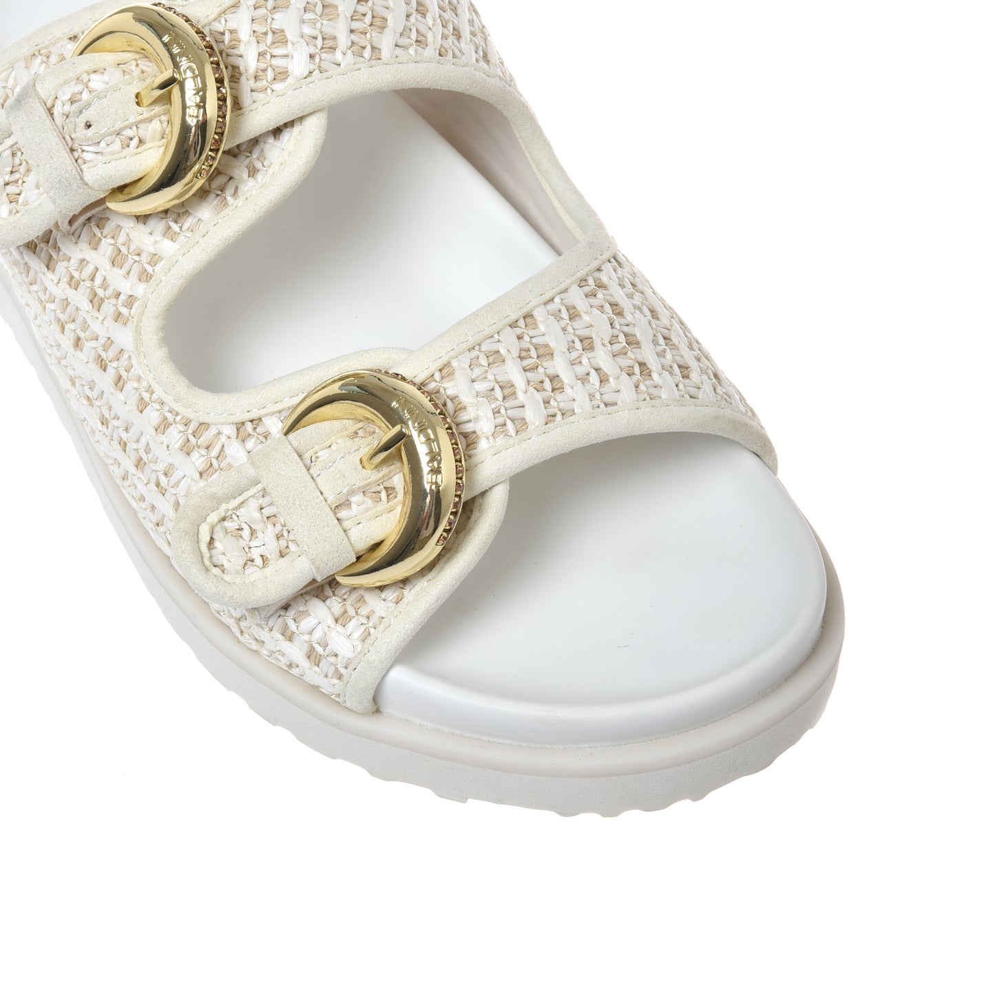 Mule en raphia blanc cassé
