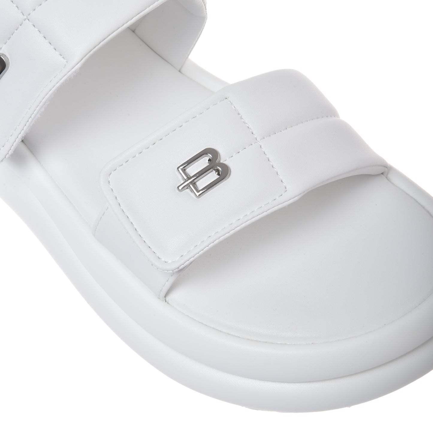 White faux leather sandal