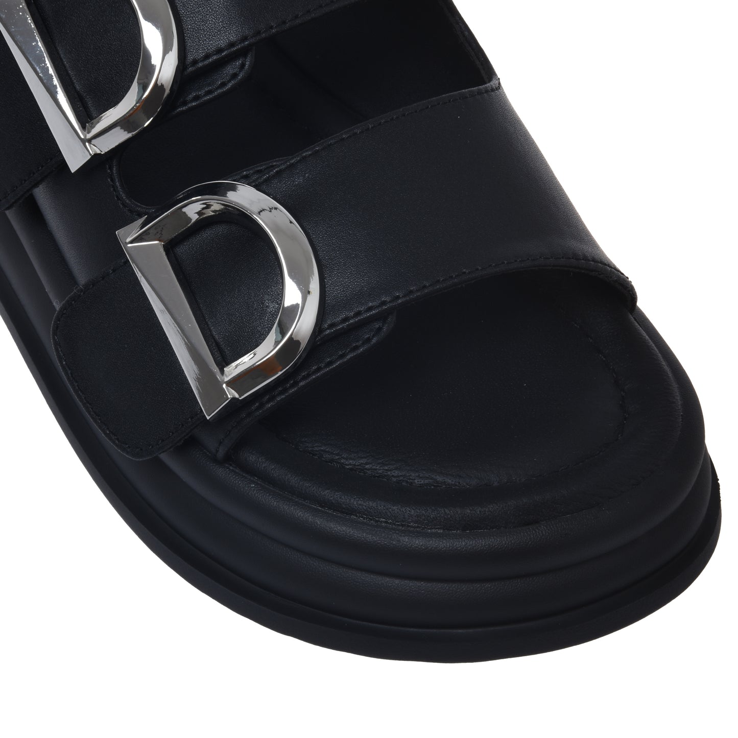 Black leather mule