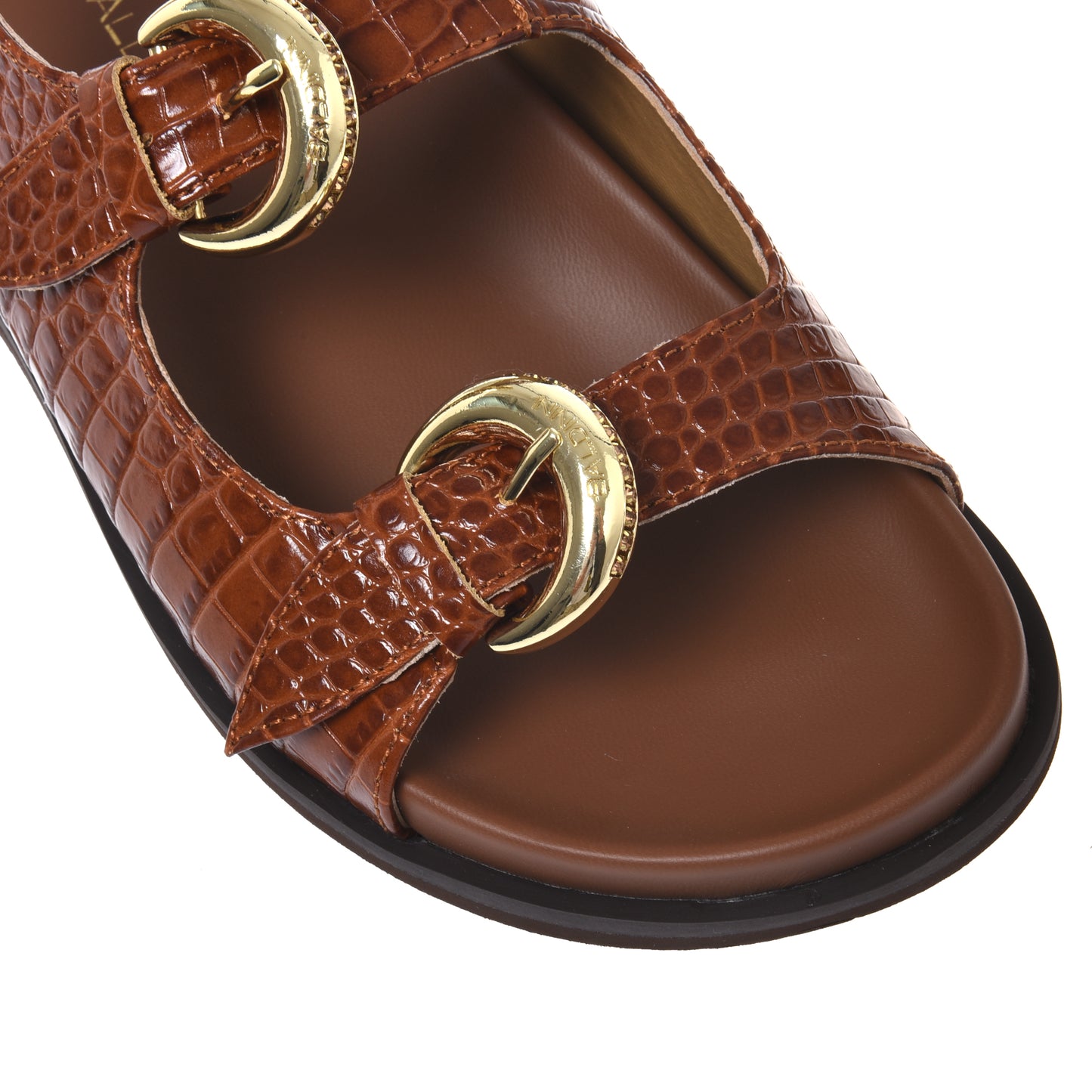 Sandale en imprimé croco cuir