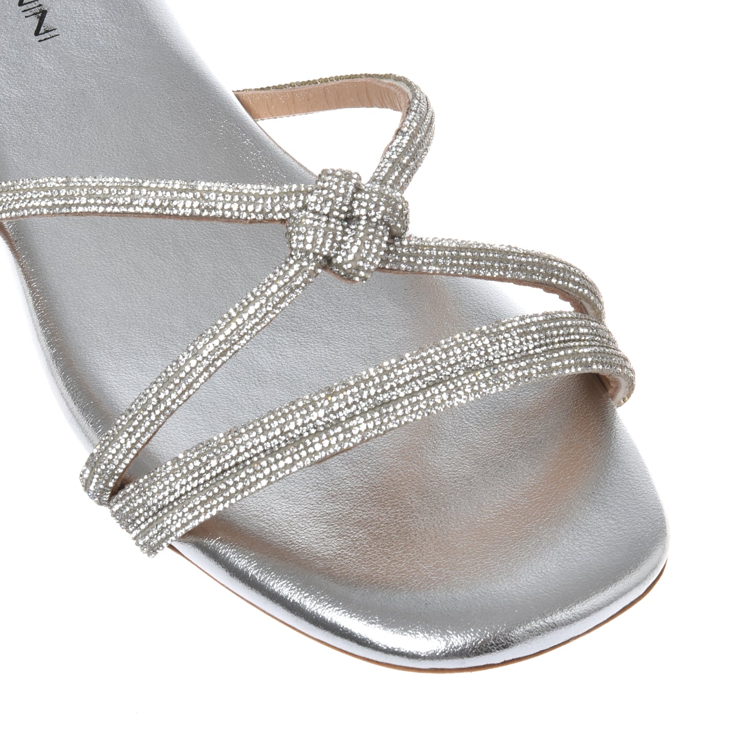 Mule avec strass en éco-cuir argent