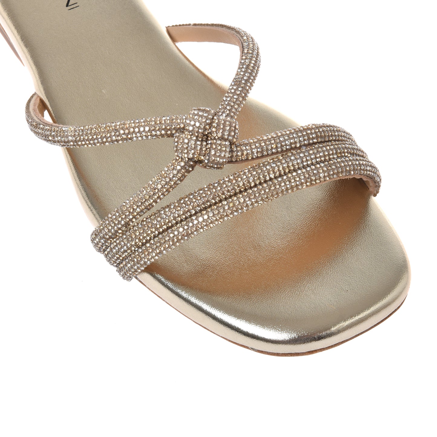 Mule avec strass en éco-cuir or