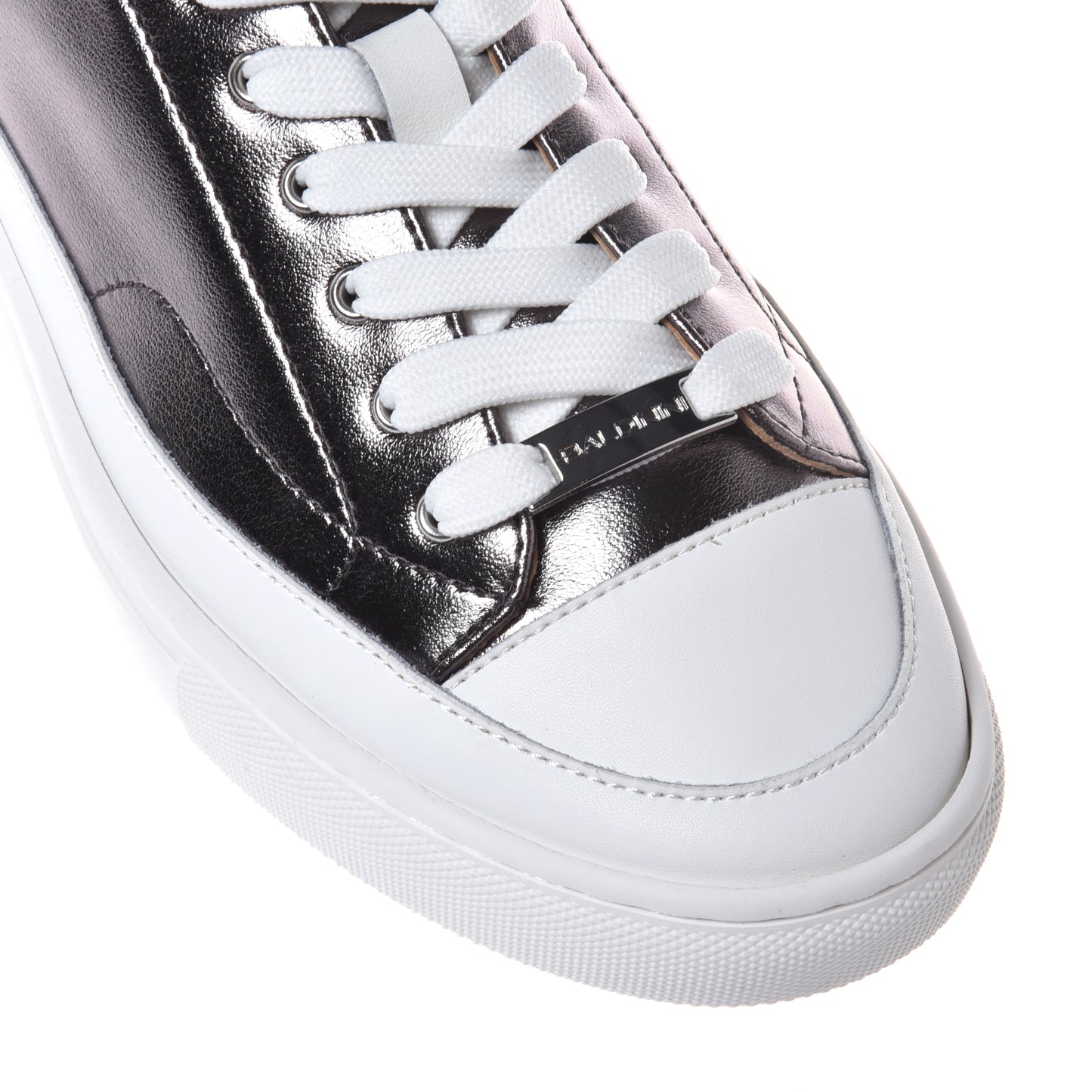 Grey laminated nappa leather sneaker