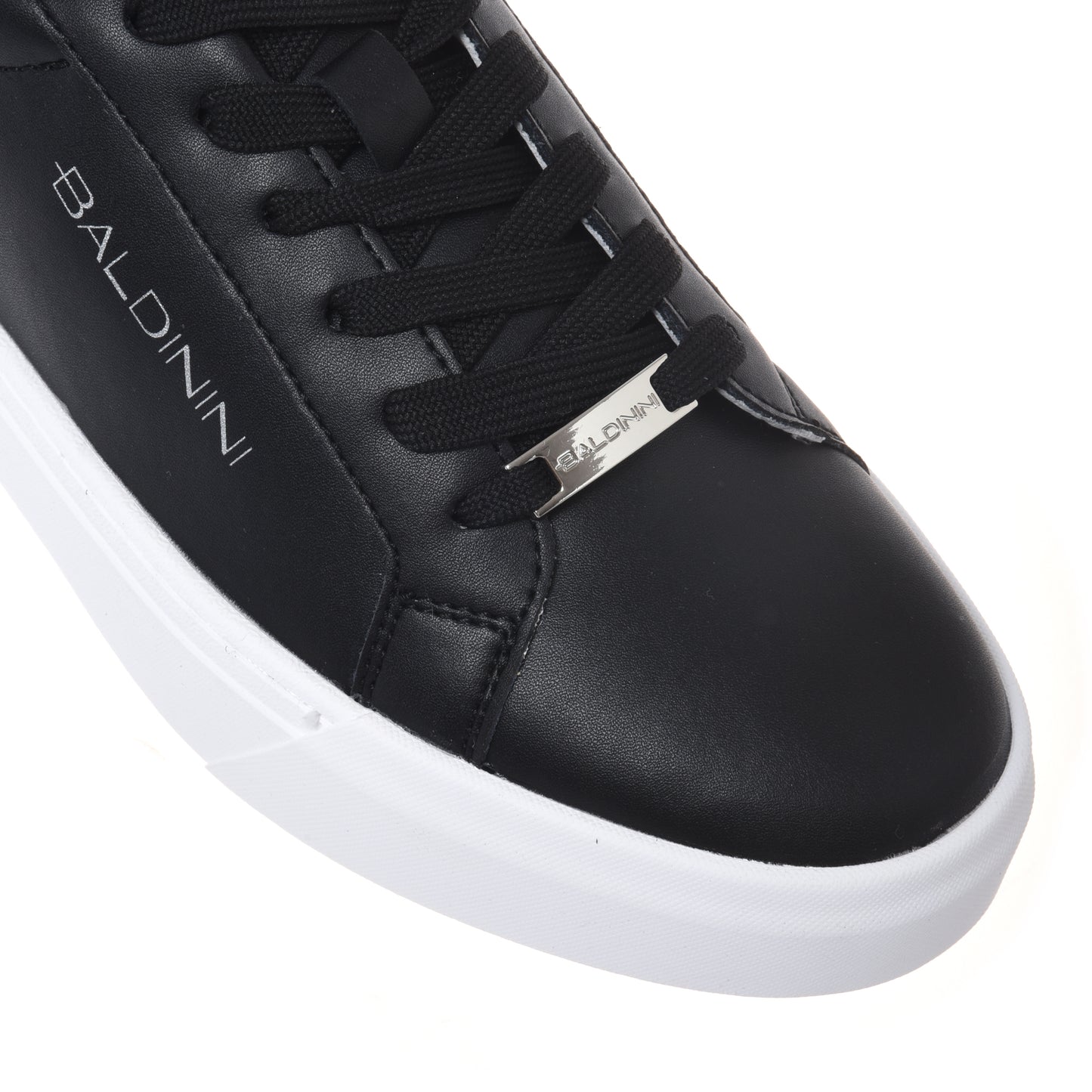 Sneaker en cuir et cuir laminé imprimé python argent