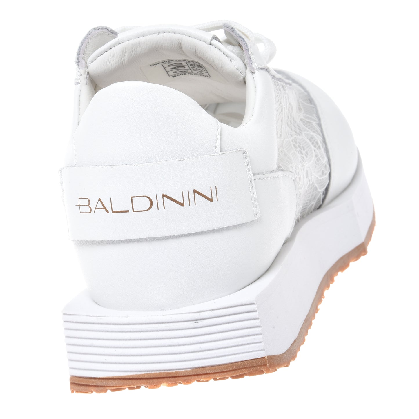 White leather and lace sneaker