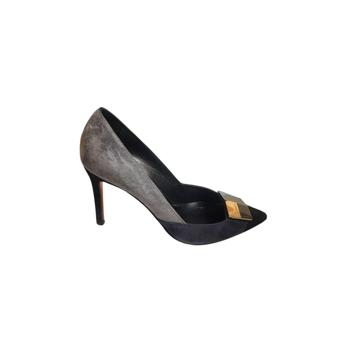 Decolte tacco alto camoscio nero-blu-grigio