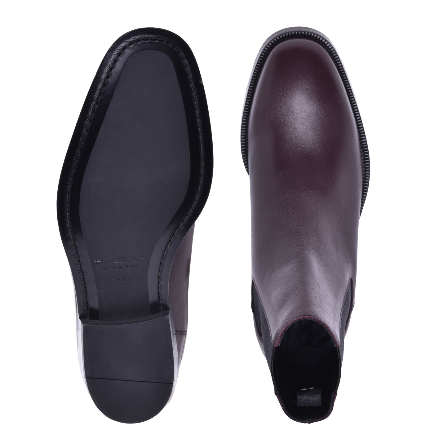Ankle boots in burgundy nappa leather