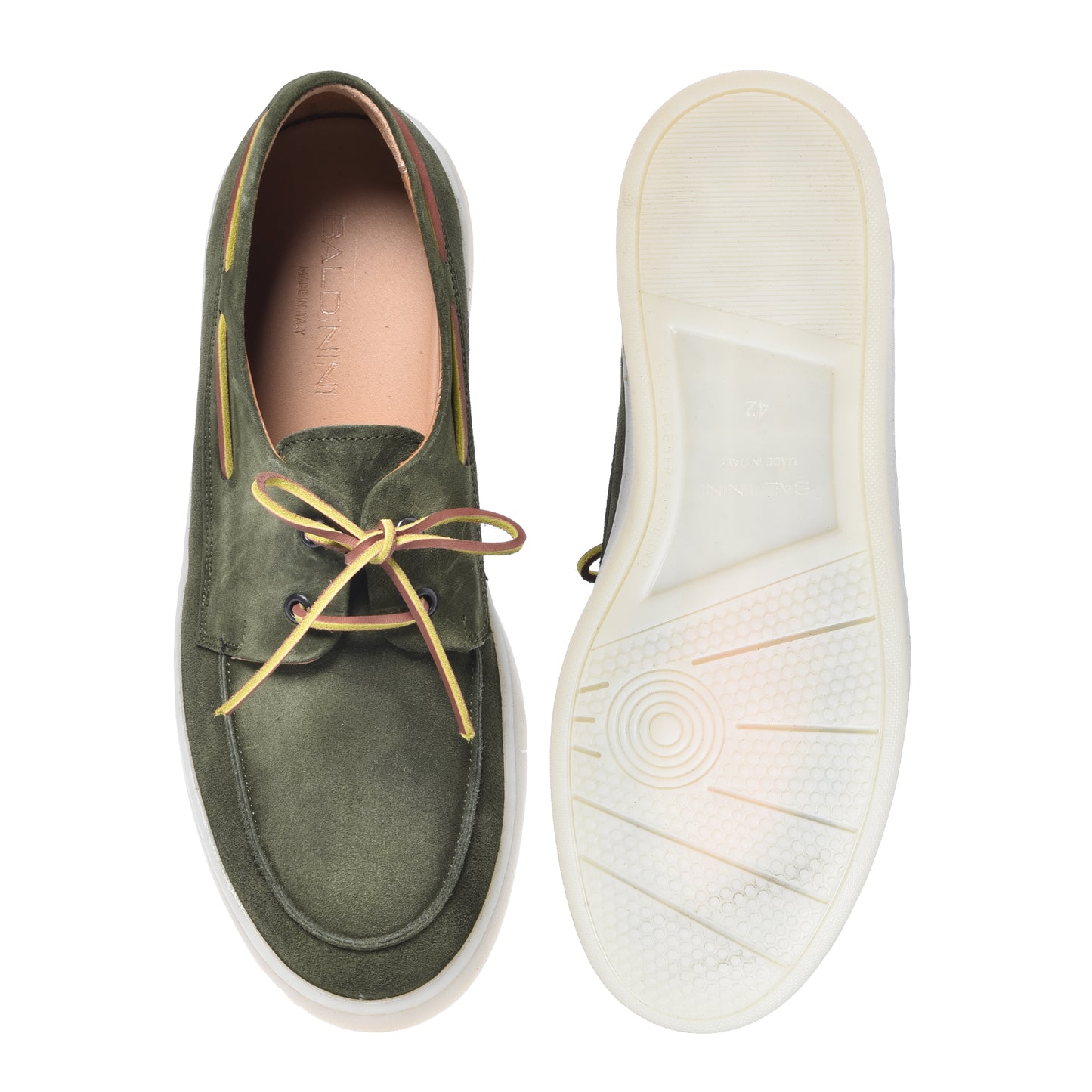 Green suede loafer