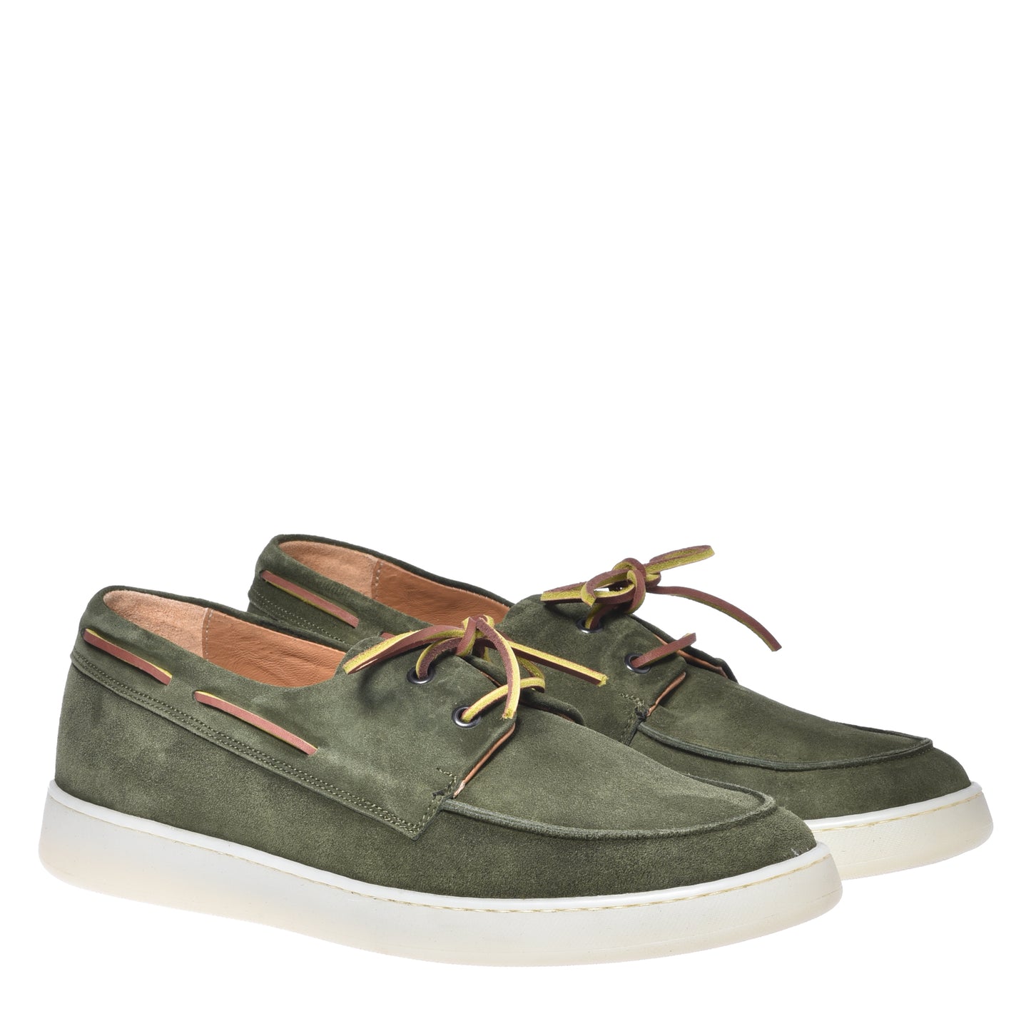 Green suede loafer