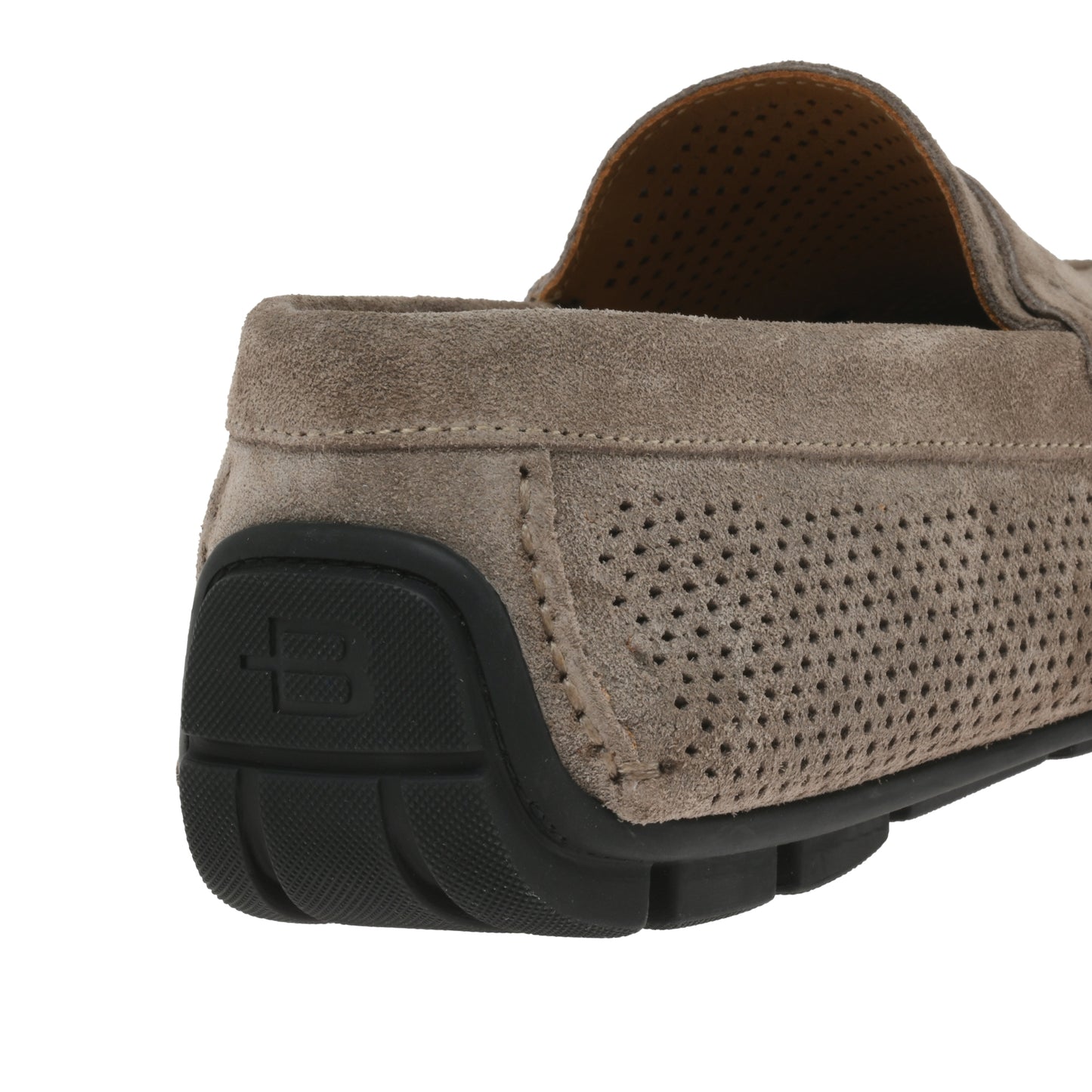 Perforated beige suede driver moccasin