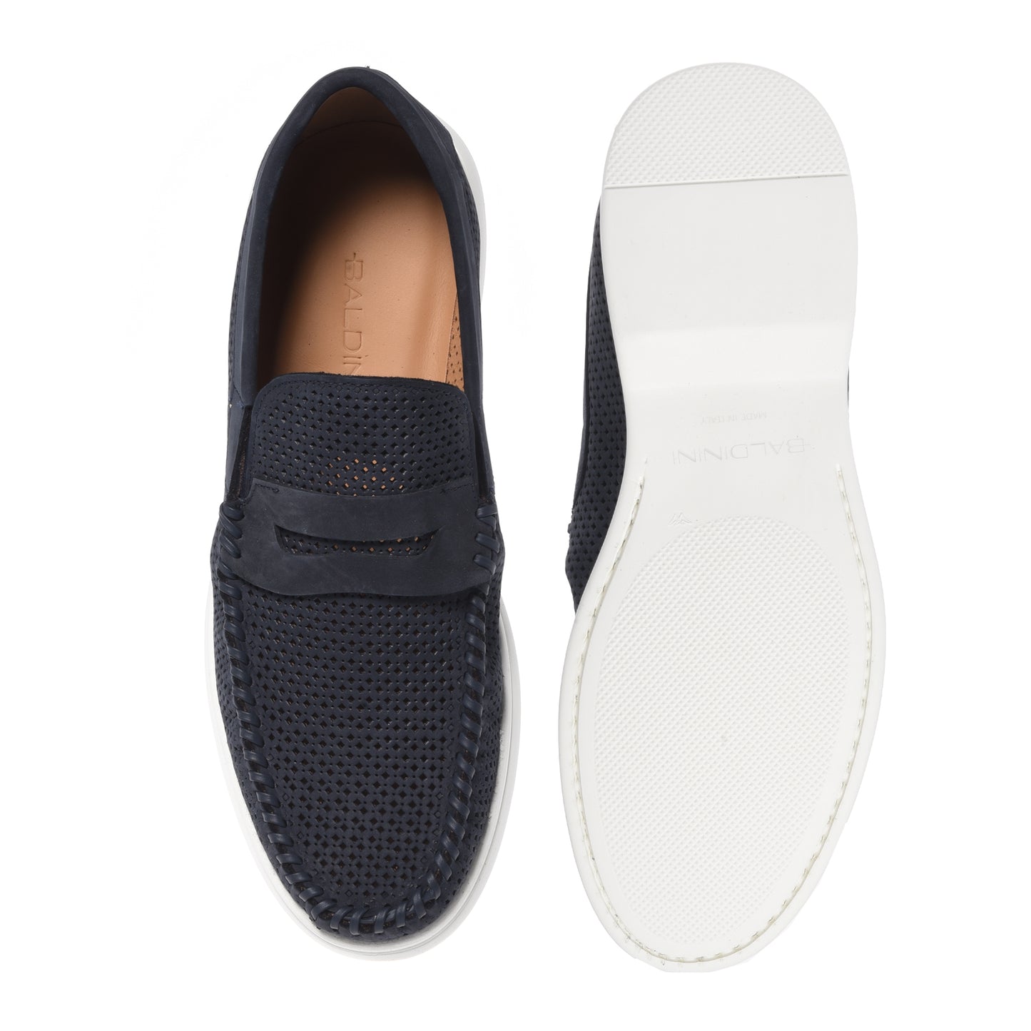 Dark blue perforated nubuck loafer