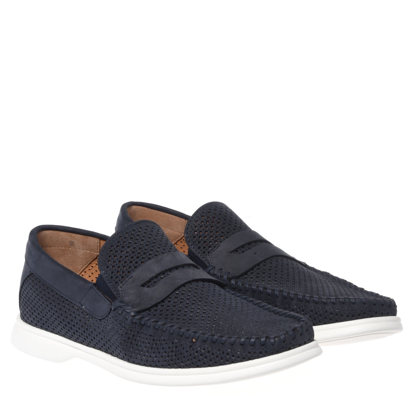 Dark blue perforated nubuck loafer