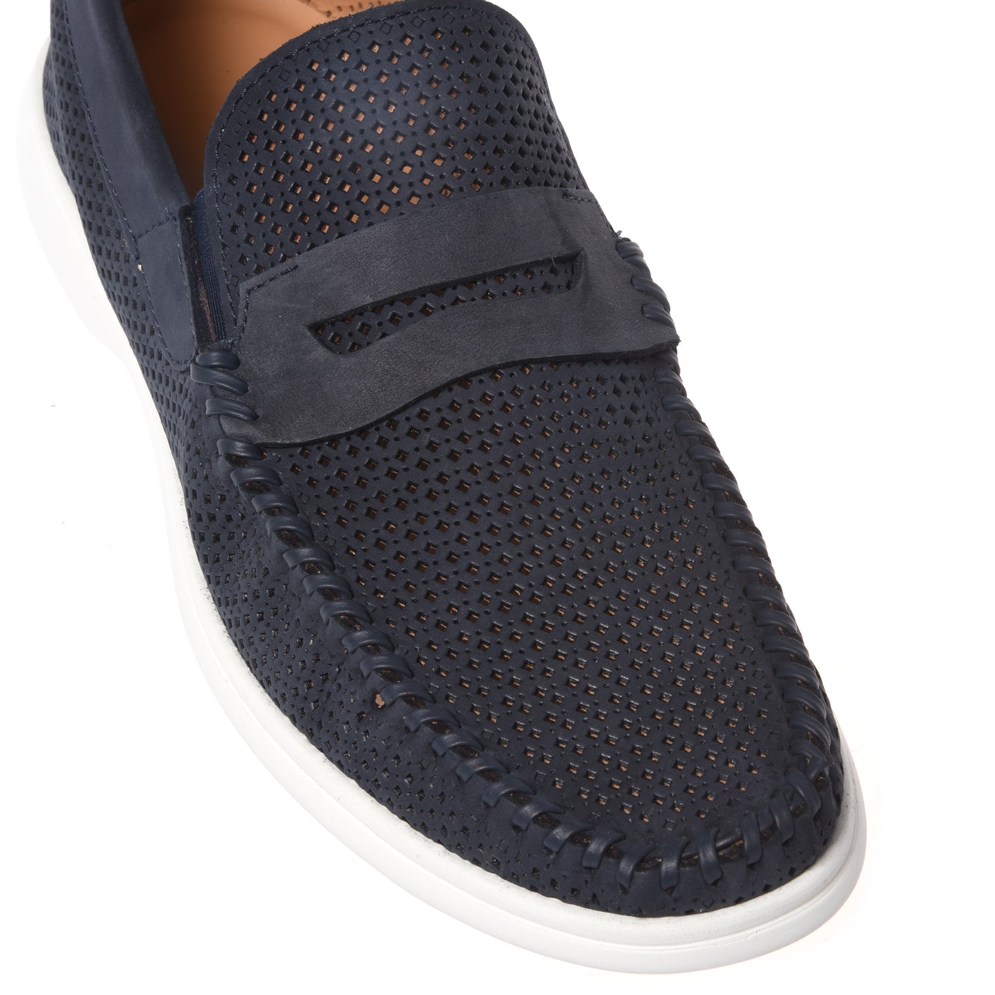 Dark blue perforated nubuck loafer