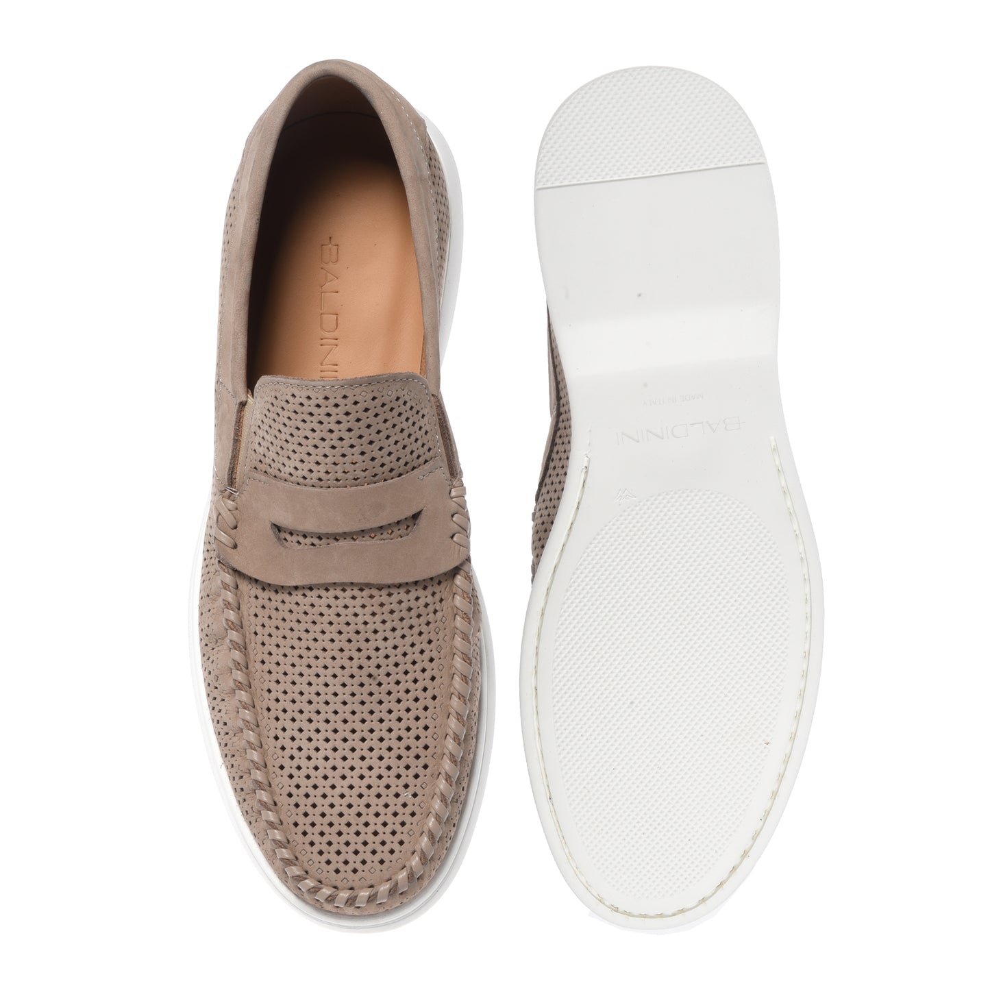 Beige perforated nubuck loafer