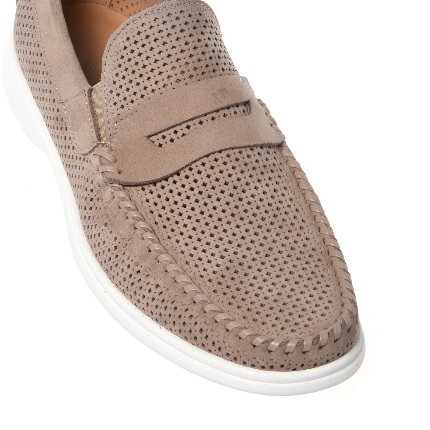 Beige perforated nubuck loafer