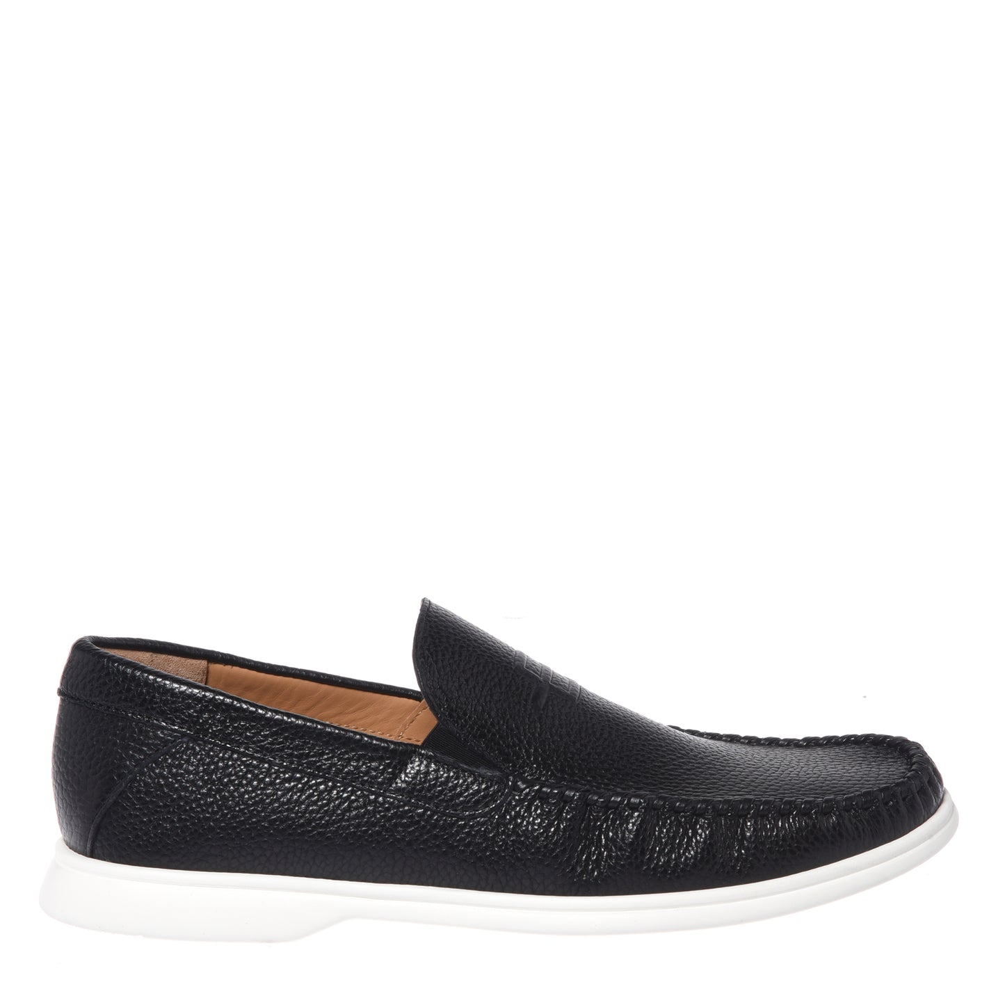 Black grained leather loafer