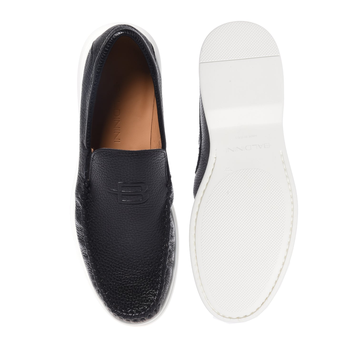 Black grained leather loafer