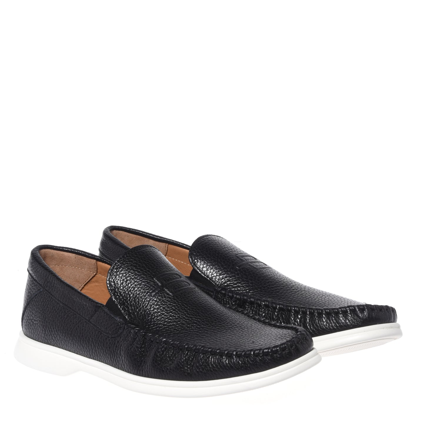 Black grained leather loafer