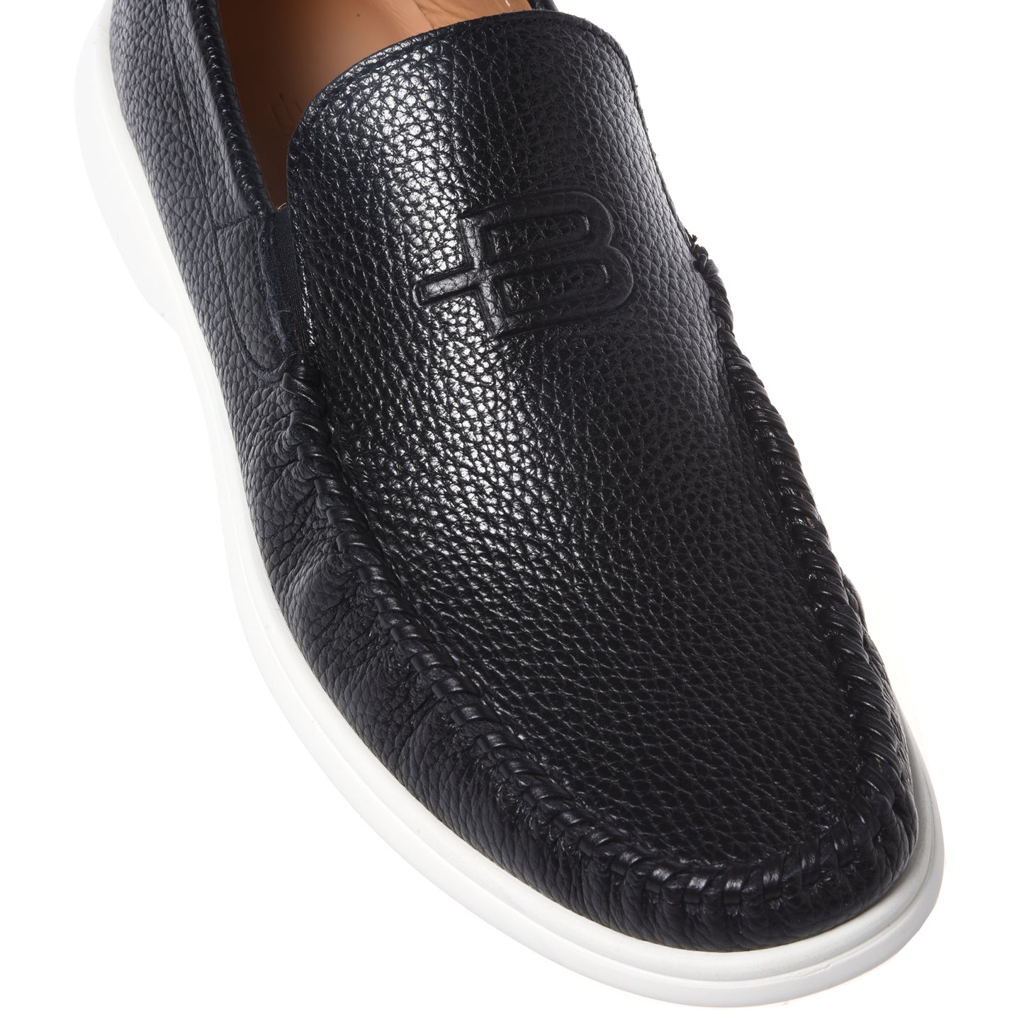 Black grained leather loafer