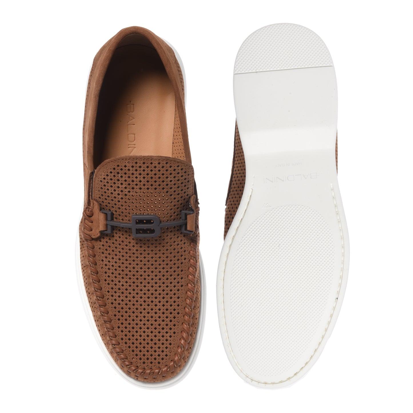 Perforated nubuck loafer in leather color