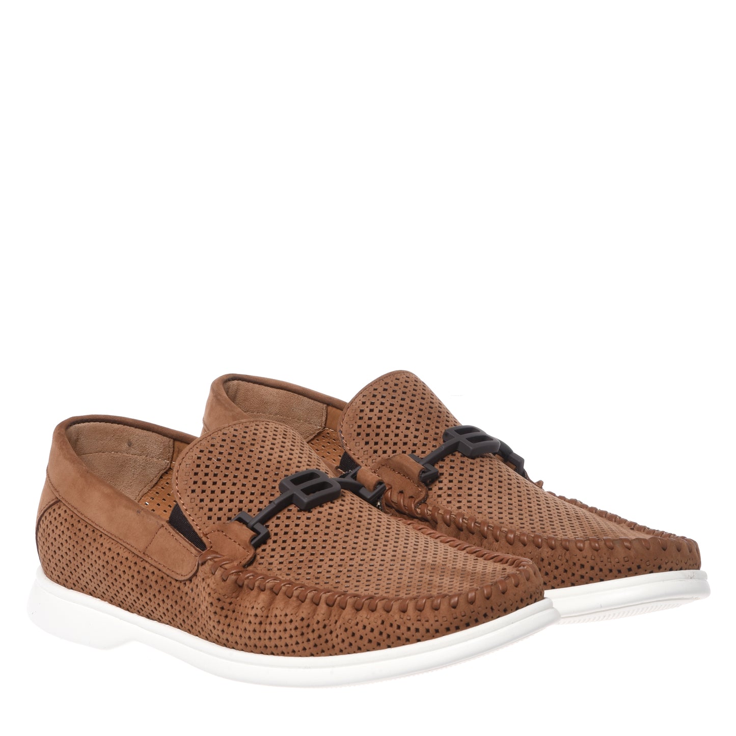 Perforated nubuck loafer in leather color