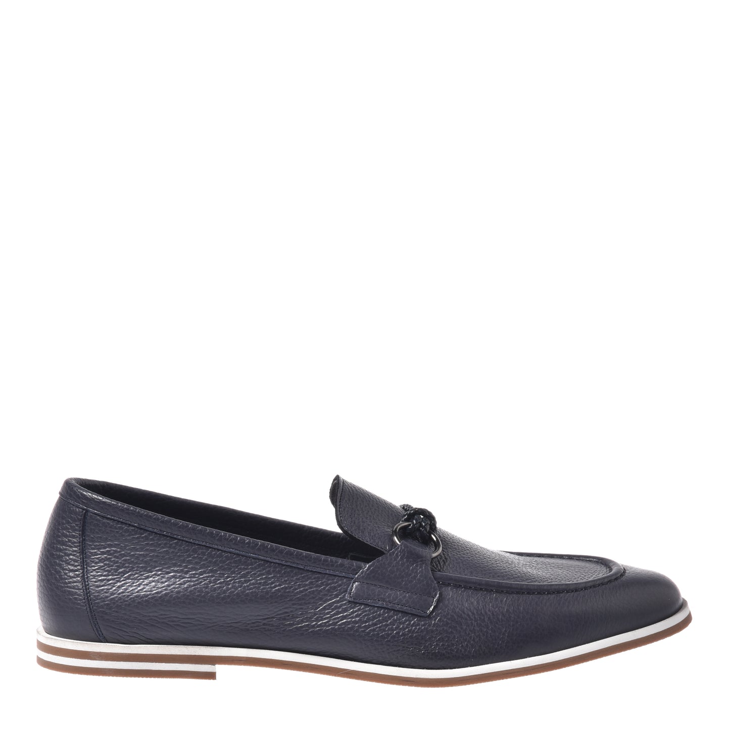 Blue grained leather loafer
