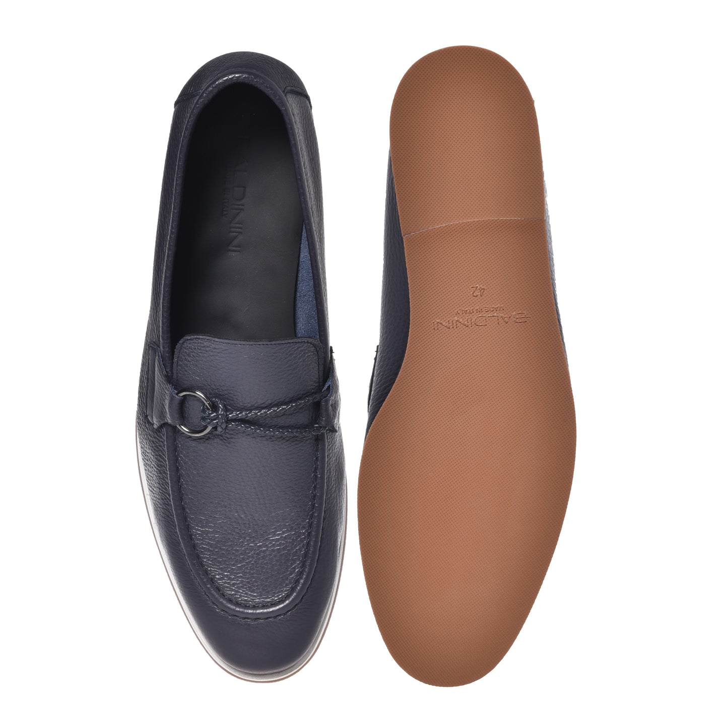 Blue grained leather loafer