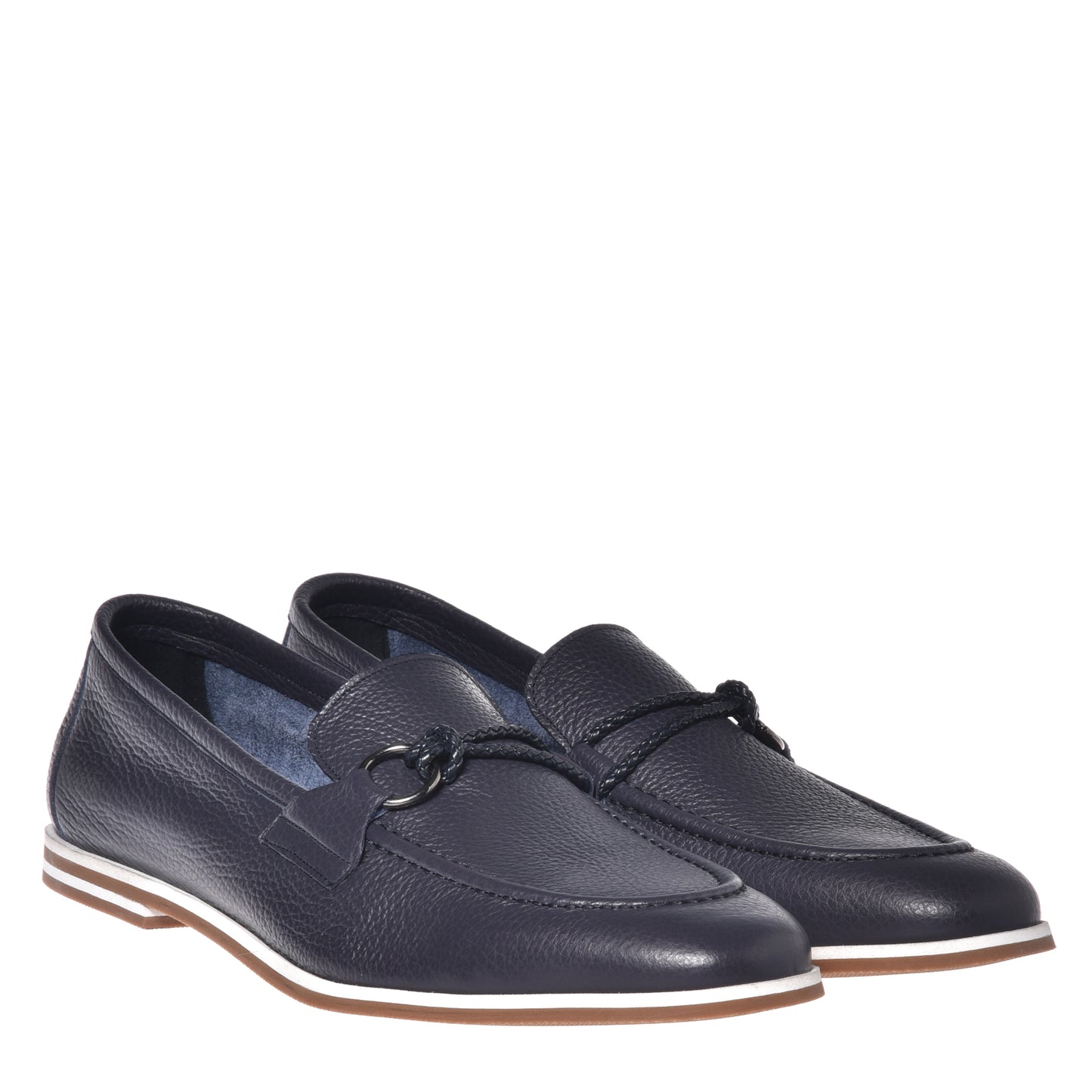 Blue grained leather loafer