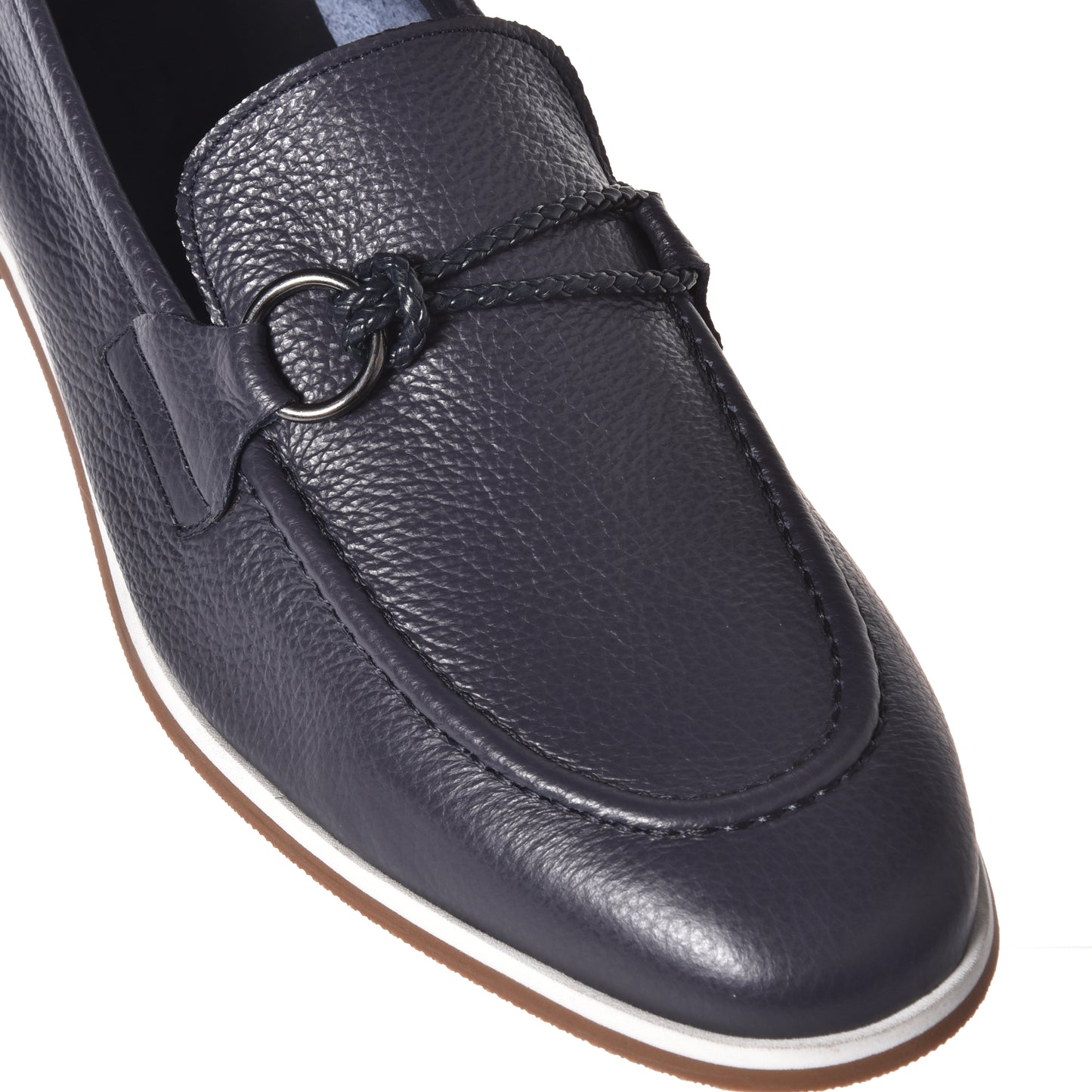 Blue grained leather loafer