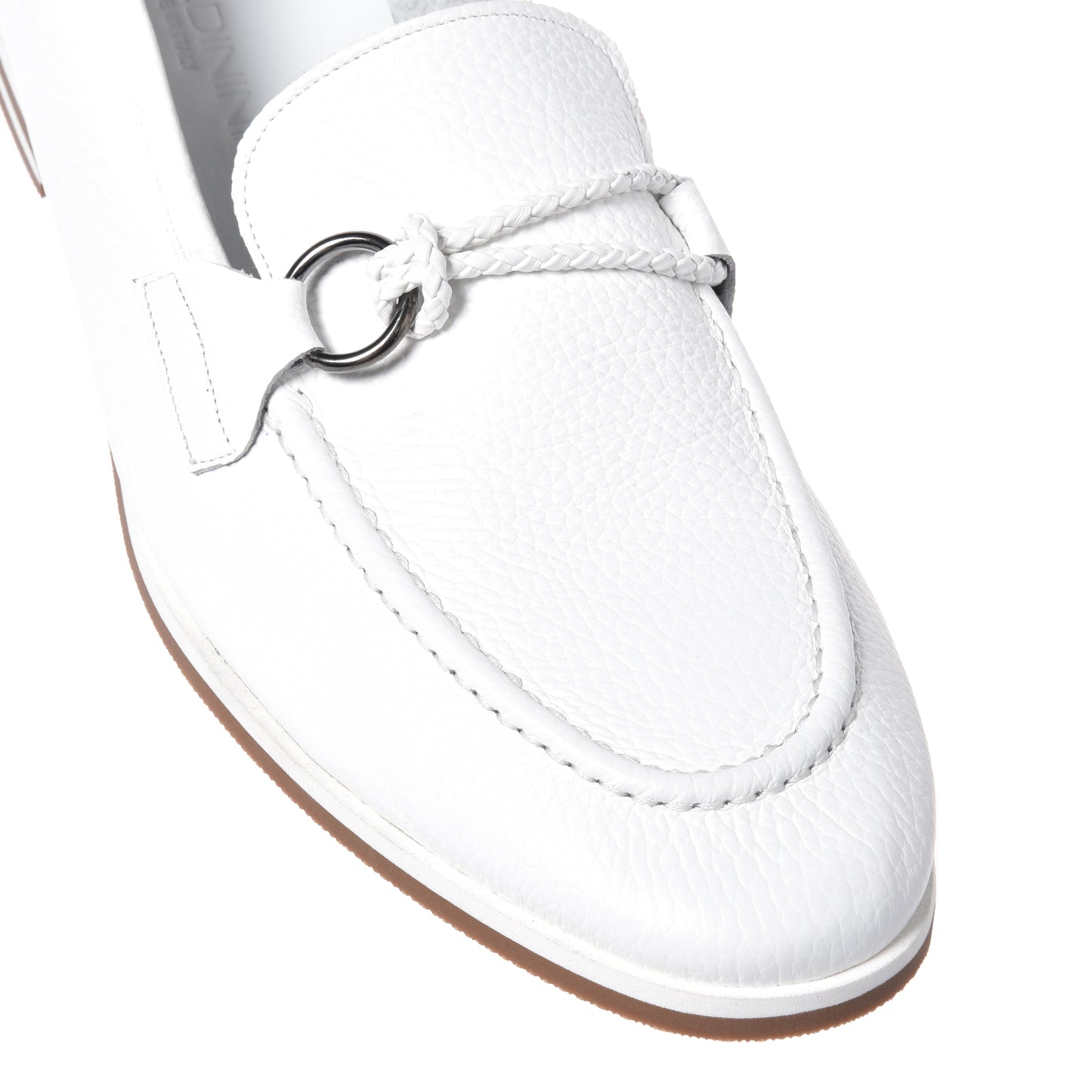 White grained leather moccasin