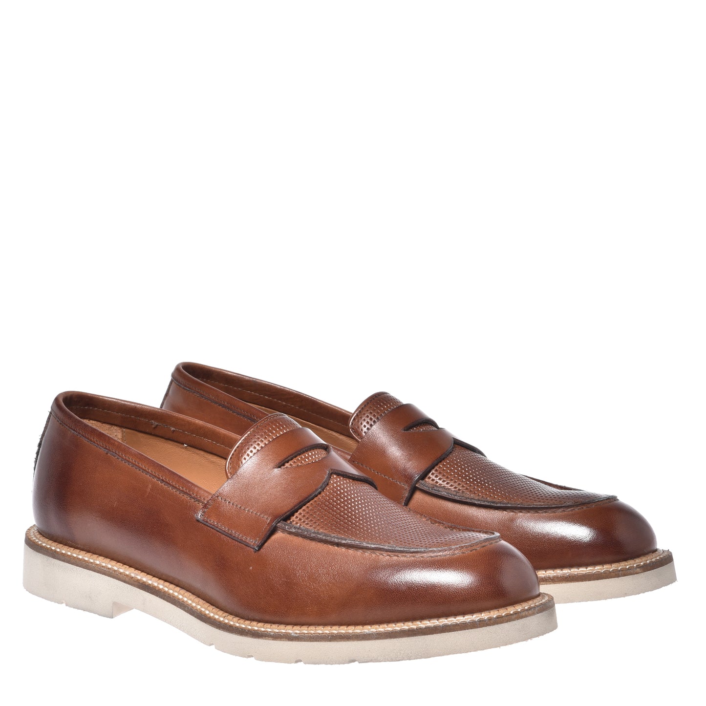Braided printed leather loafer
